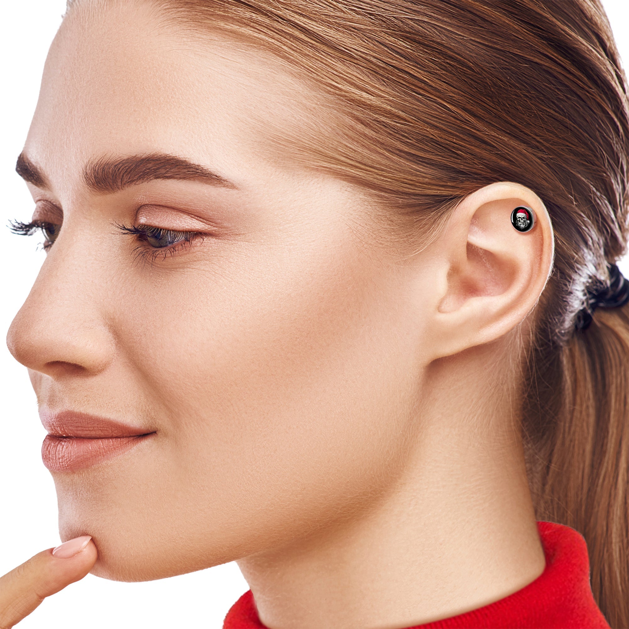 16G 1/4 Holiday Skeleton Santa Claus Tragus Cartilage Earring by Onyx O