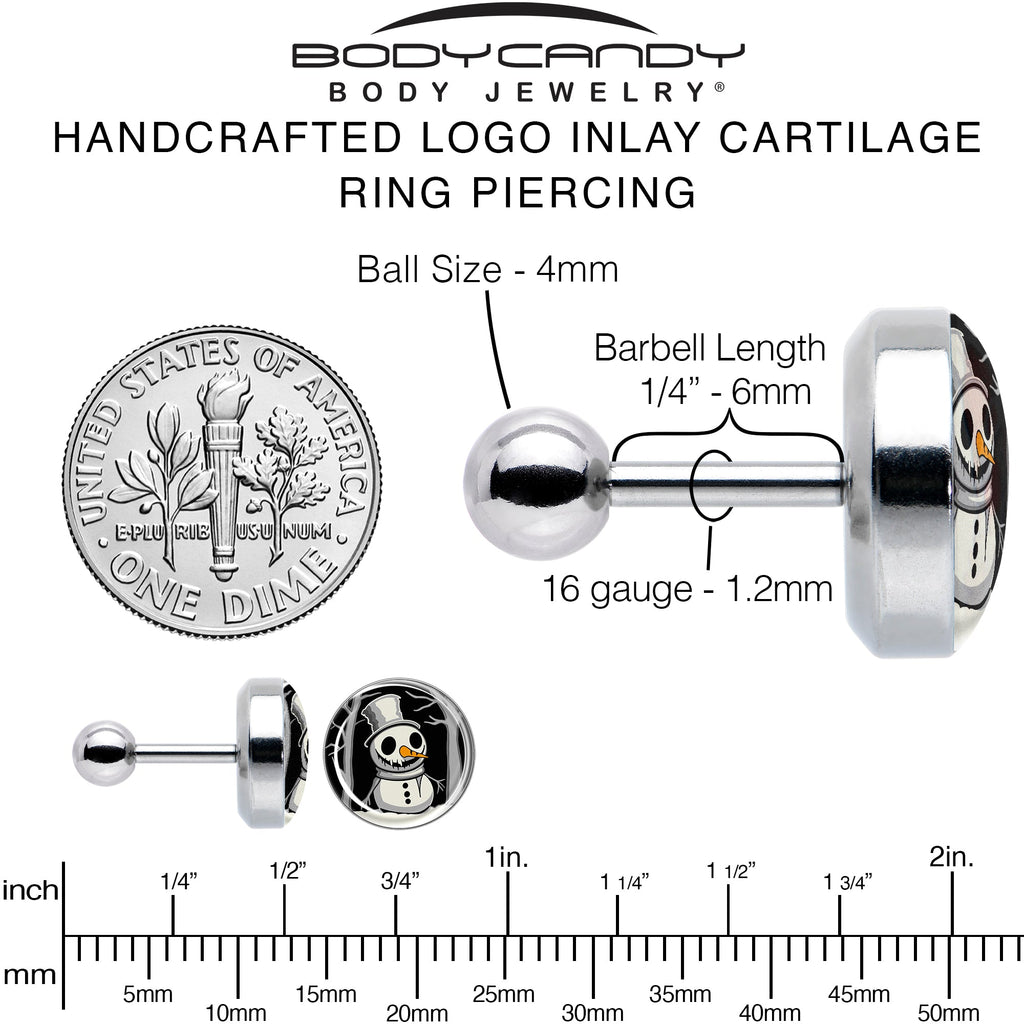 Christmas Holiday Spooky Snowman Tragus Cartilage Earring by Onyx O