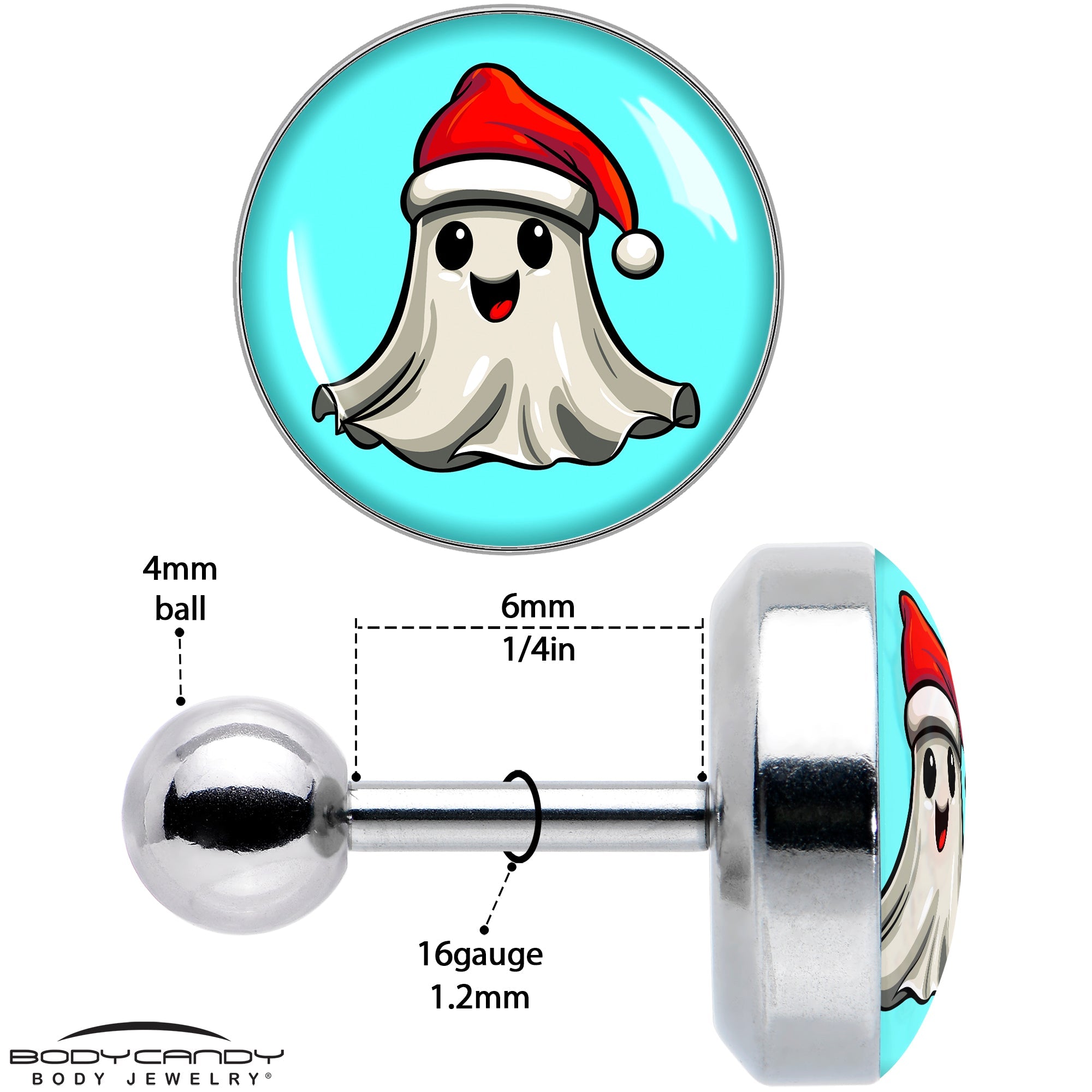 16G 1/4 Holiday Christmas Spirit Ghost Tragus Cartilage Earring by Onyx O