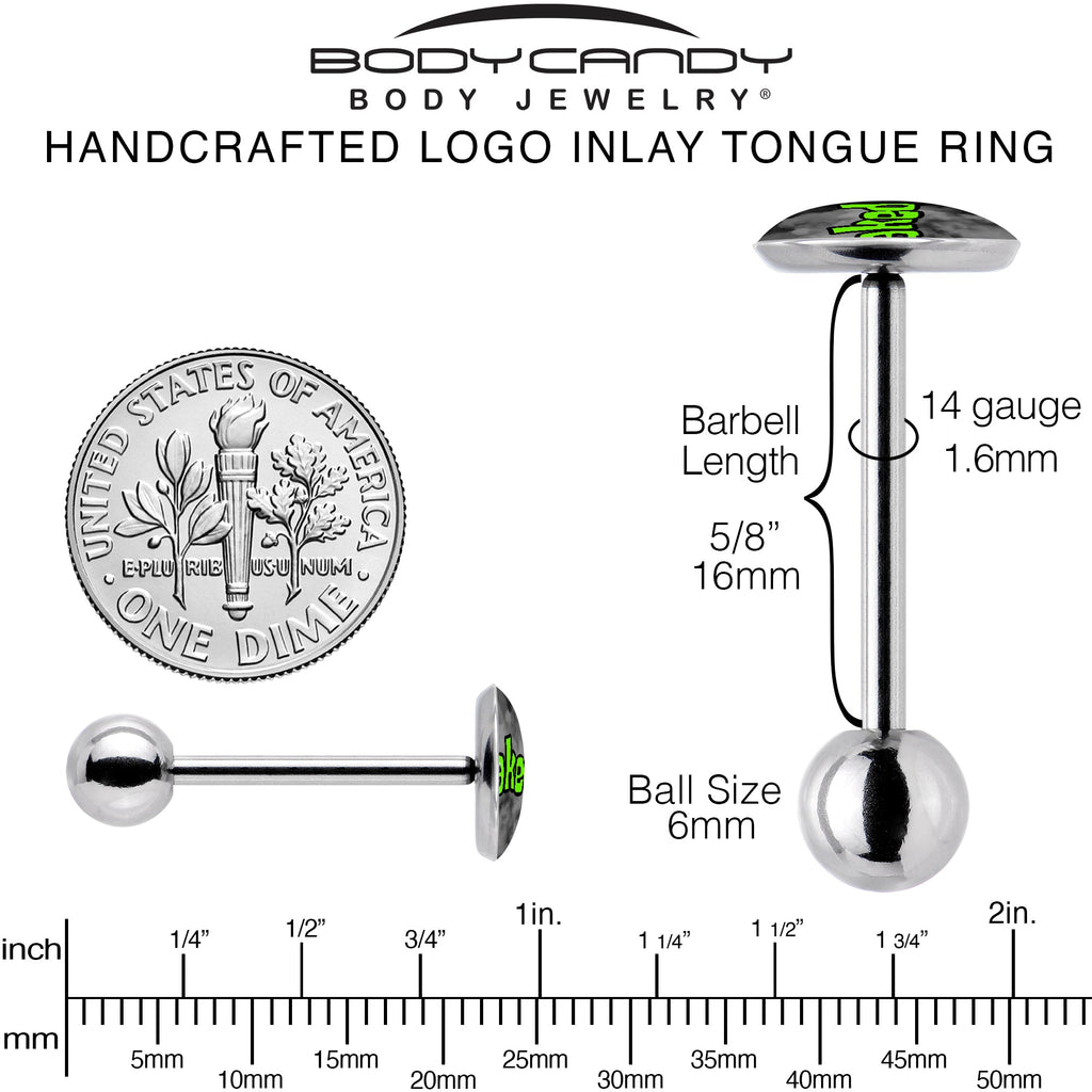 Logo Baked Stoner Barbell Tongue Ring by Onyx O