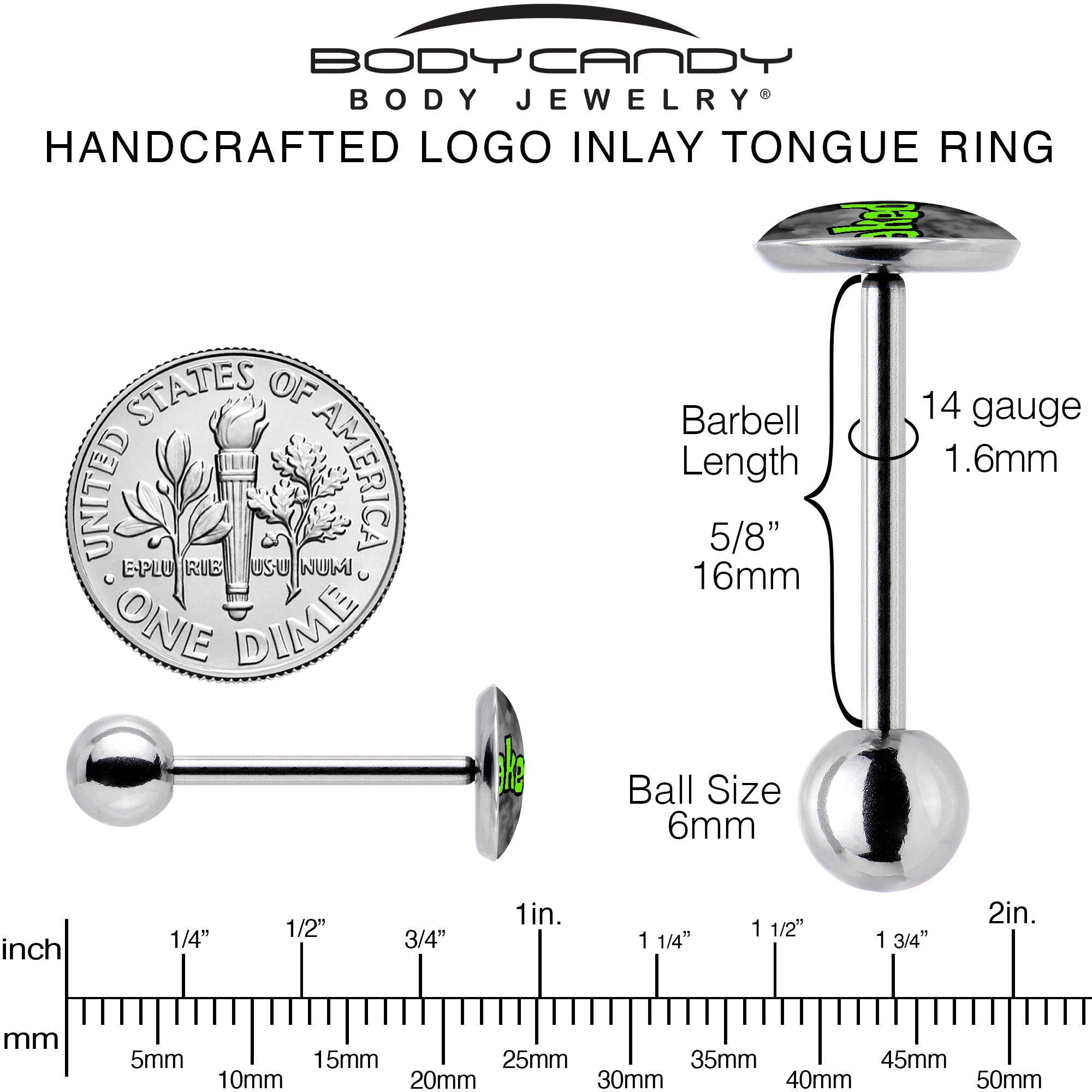 Logo Baked Stoner Barbell Tongue Ring by Onyx O