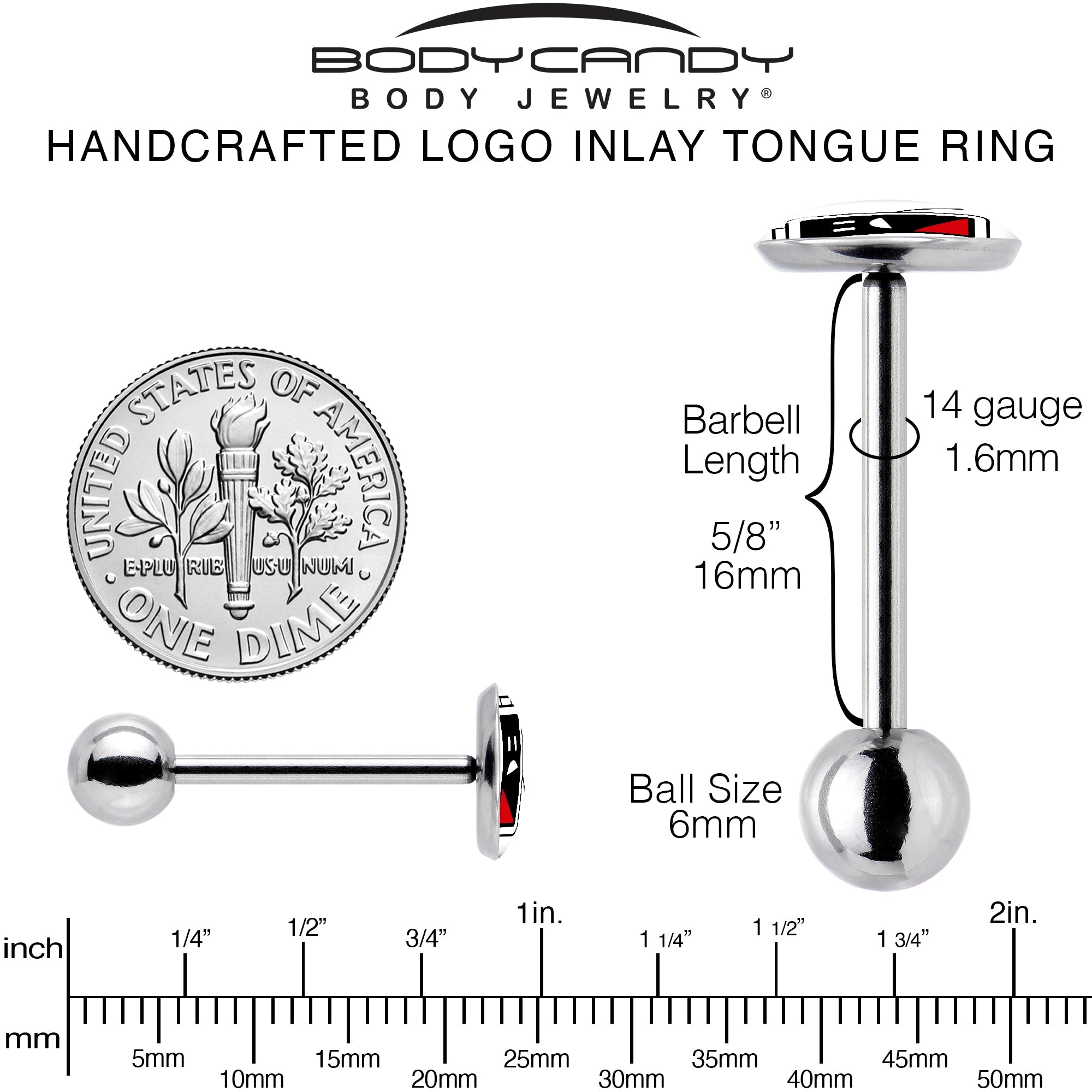Battery Empty Barbell Tongue Ring by Onyx O