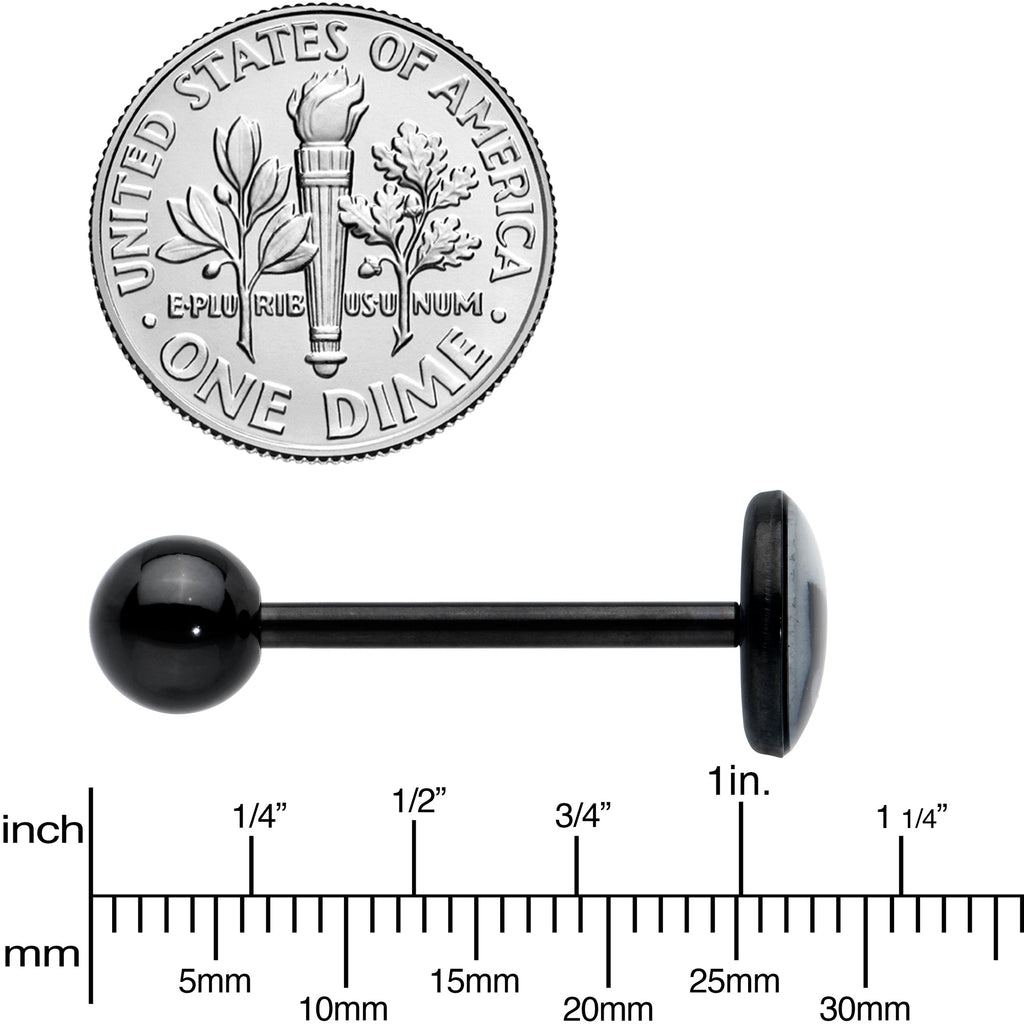 Glow in the Dark Black Anodized Peeking Black Cat Barbell Tongue Ring by Onyx O