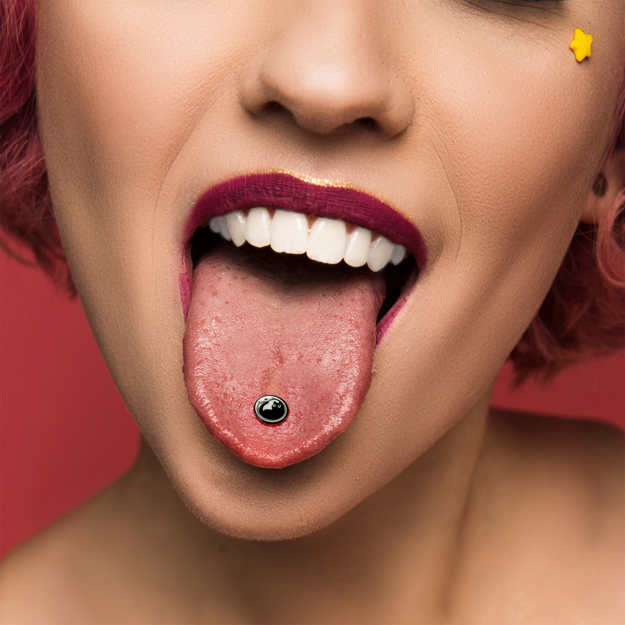 Glow in the Dark Black Anodized Fishbowl Kitty Cat Barbell Tongue Ring by Onyx O