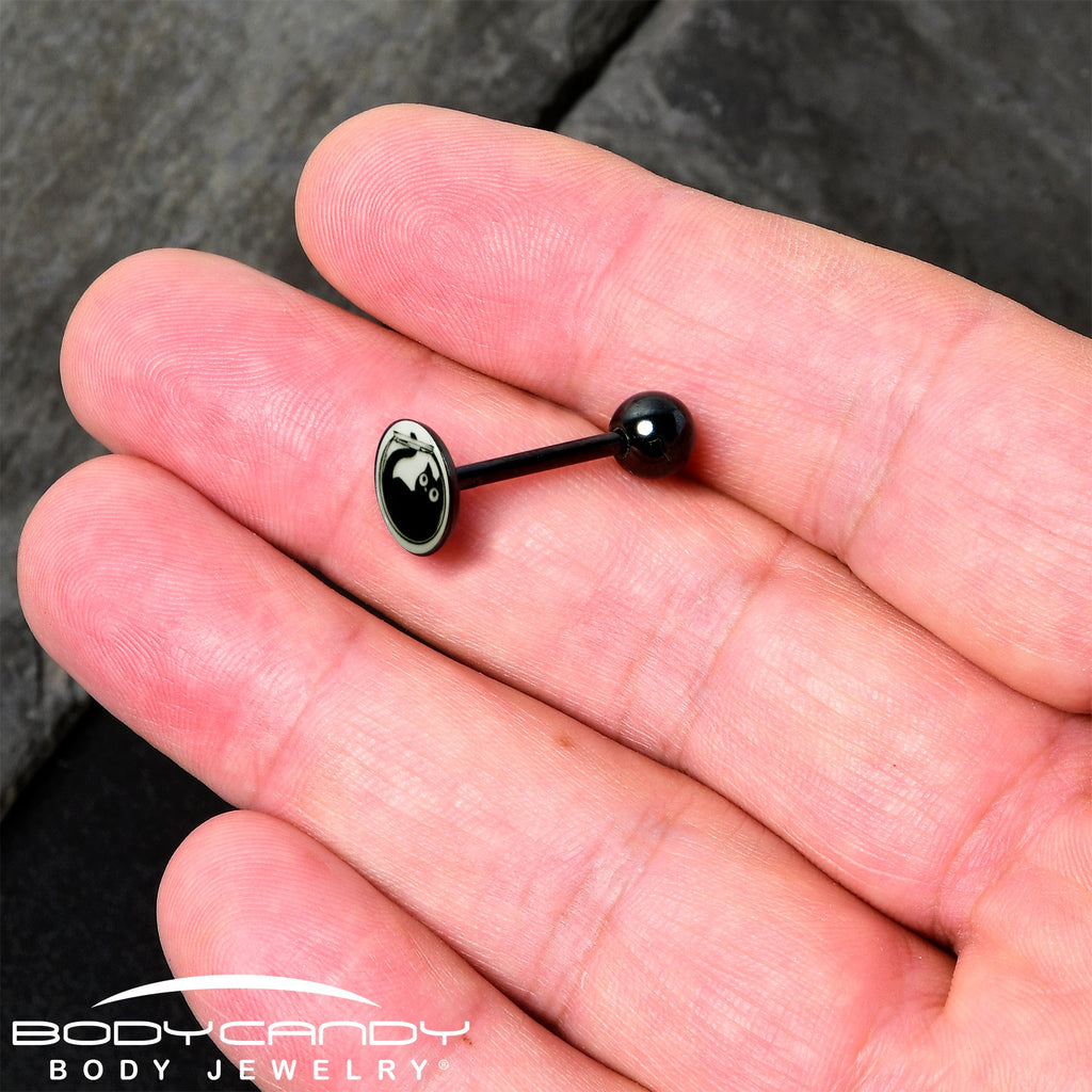Glow in the Dark Black Anodized Fishbowl Kitty Cat Barbell Tongue Ring by Onyx O