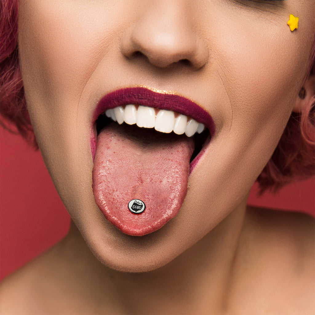 Glow in the Dark Black Anodized Only in Ohio Barbell Tongue Ring by Onyx O