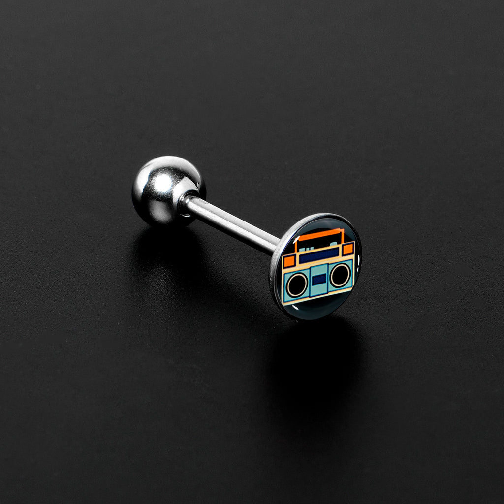 Retro Boombox Barbell Tongue Ring by Onyx O