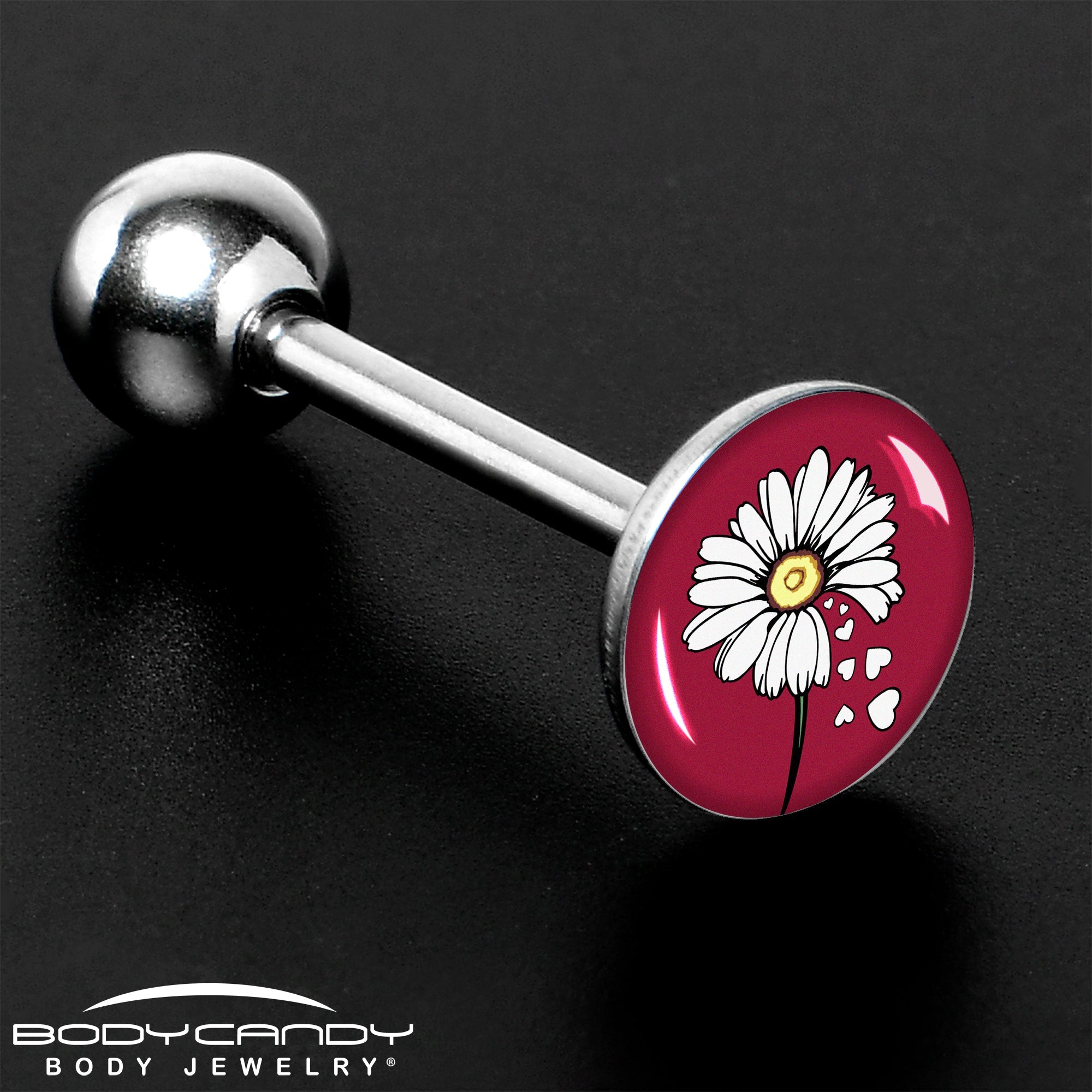 Love Me Not Flower Barbell Tongue Ring by Onyx O