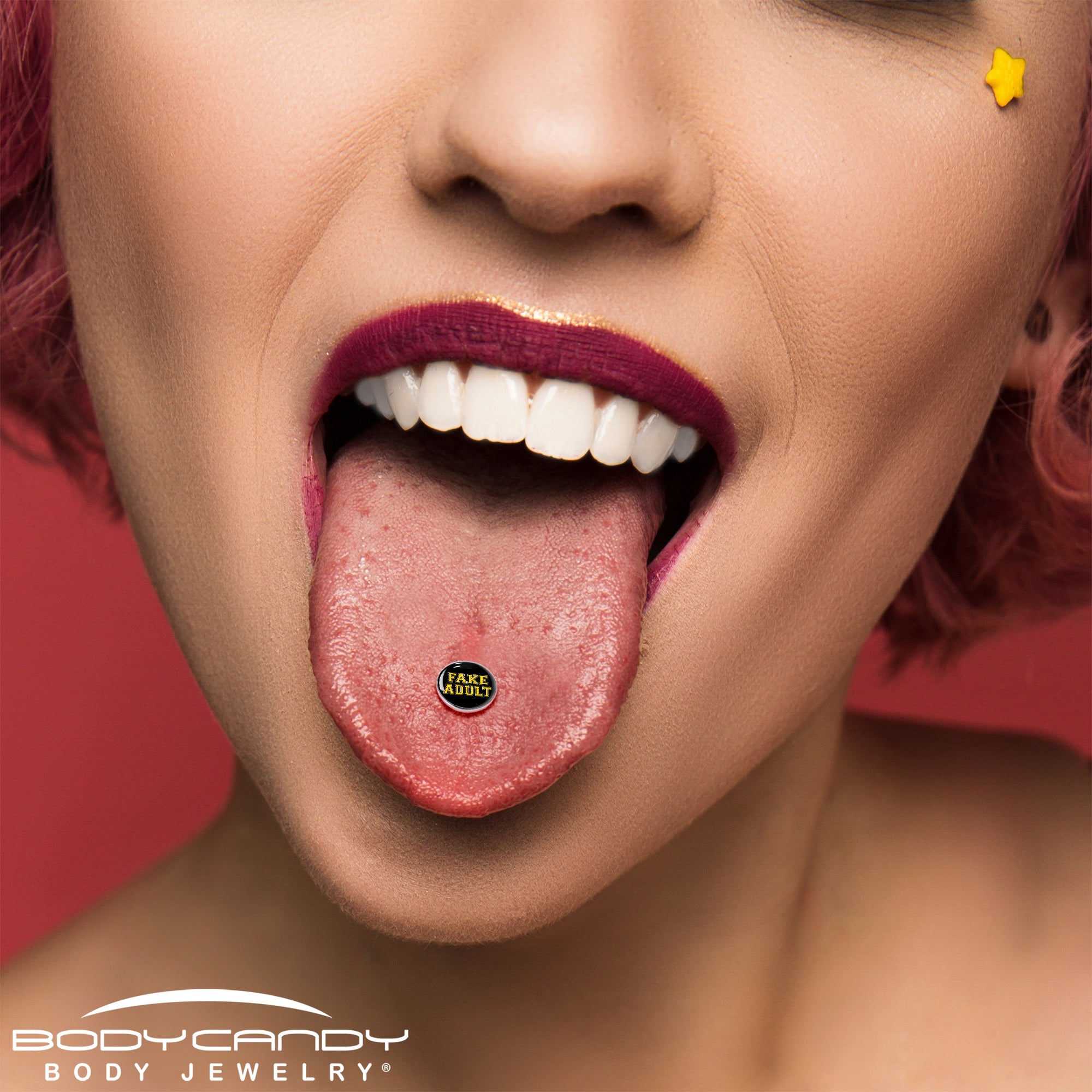 Black Yellow Fake Adult Barbell Tongue Ring by Onyx O