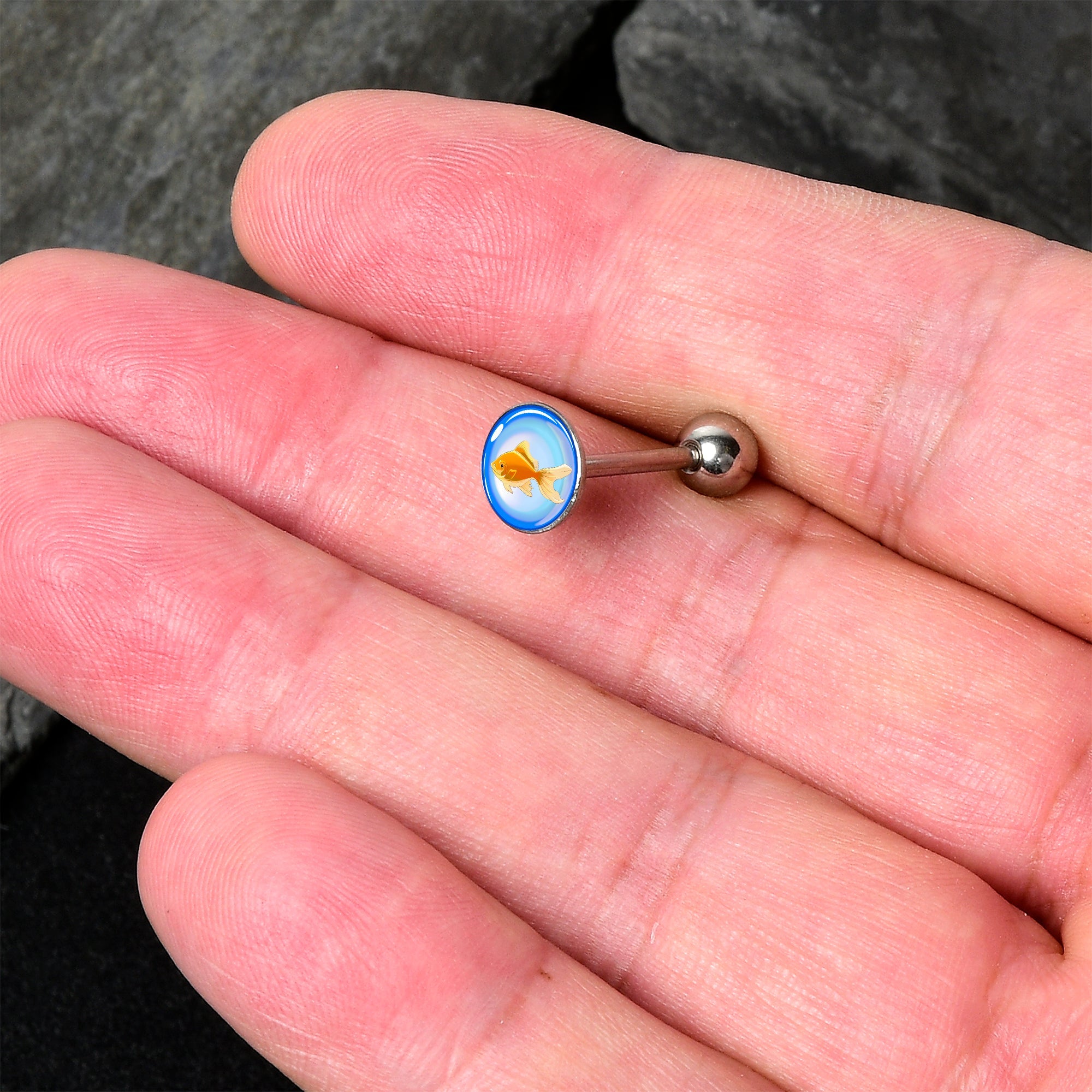 Gold Fish Barbell Tongue Ring by Onyx O