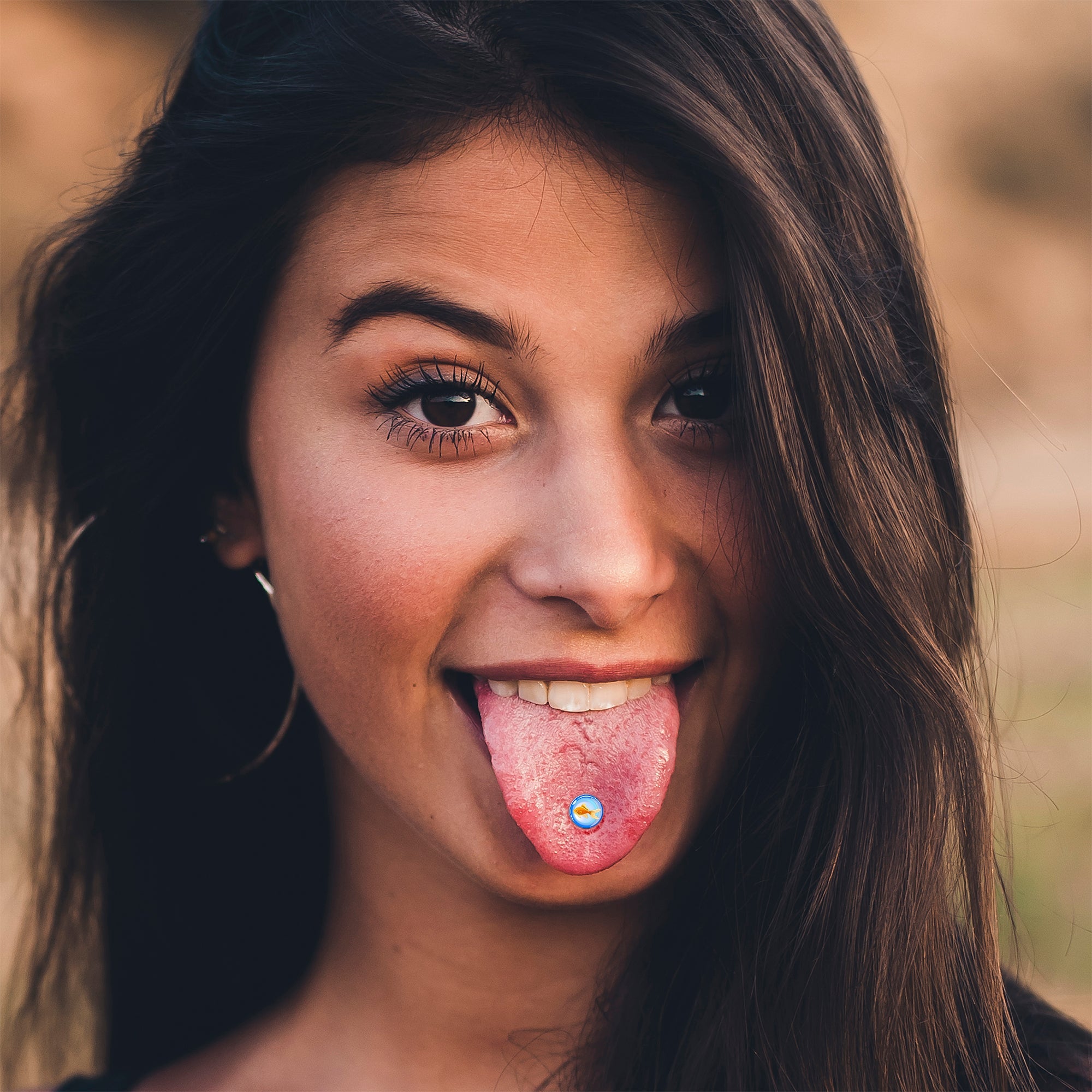 Gold Fish Barbell Tongue Ring by Onyx O
