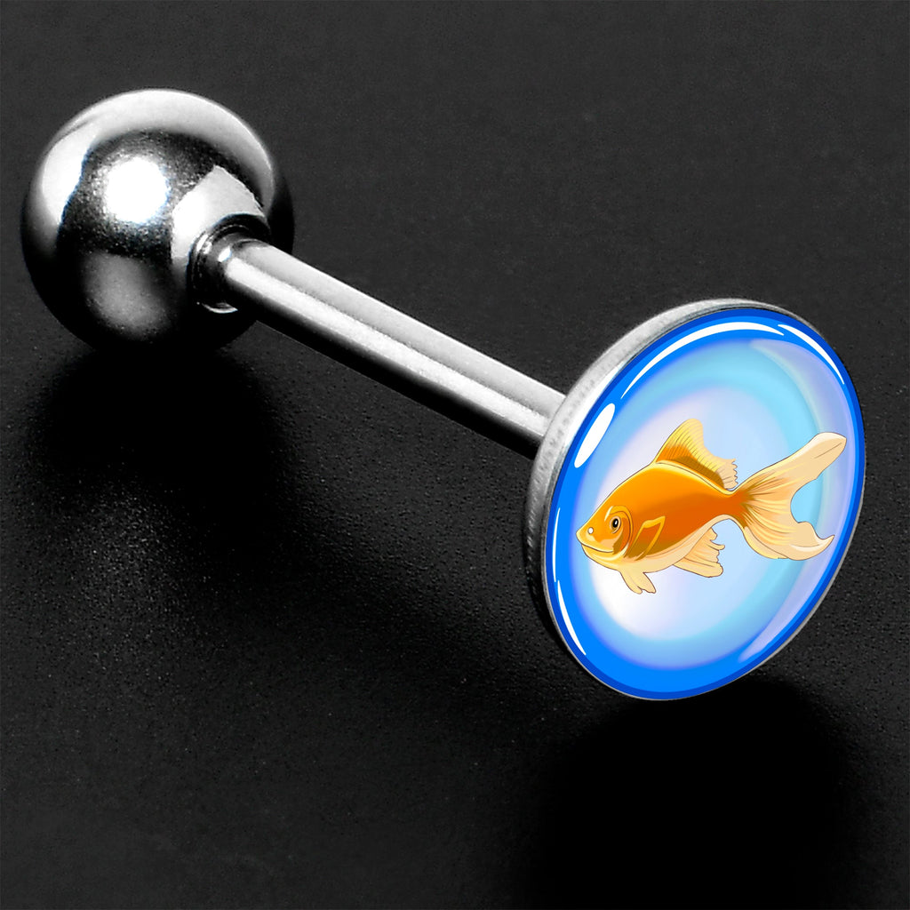 Gold Fish Barbell Tongue Ring by Onyx O