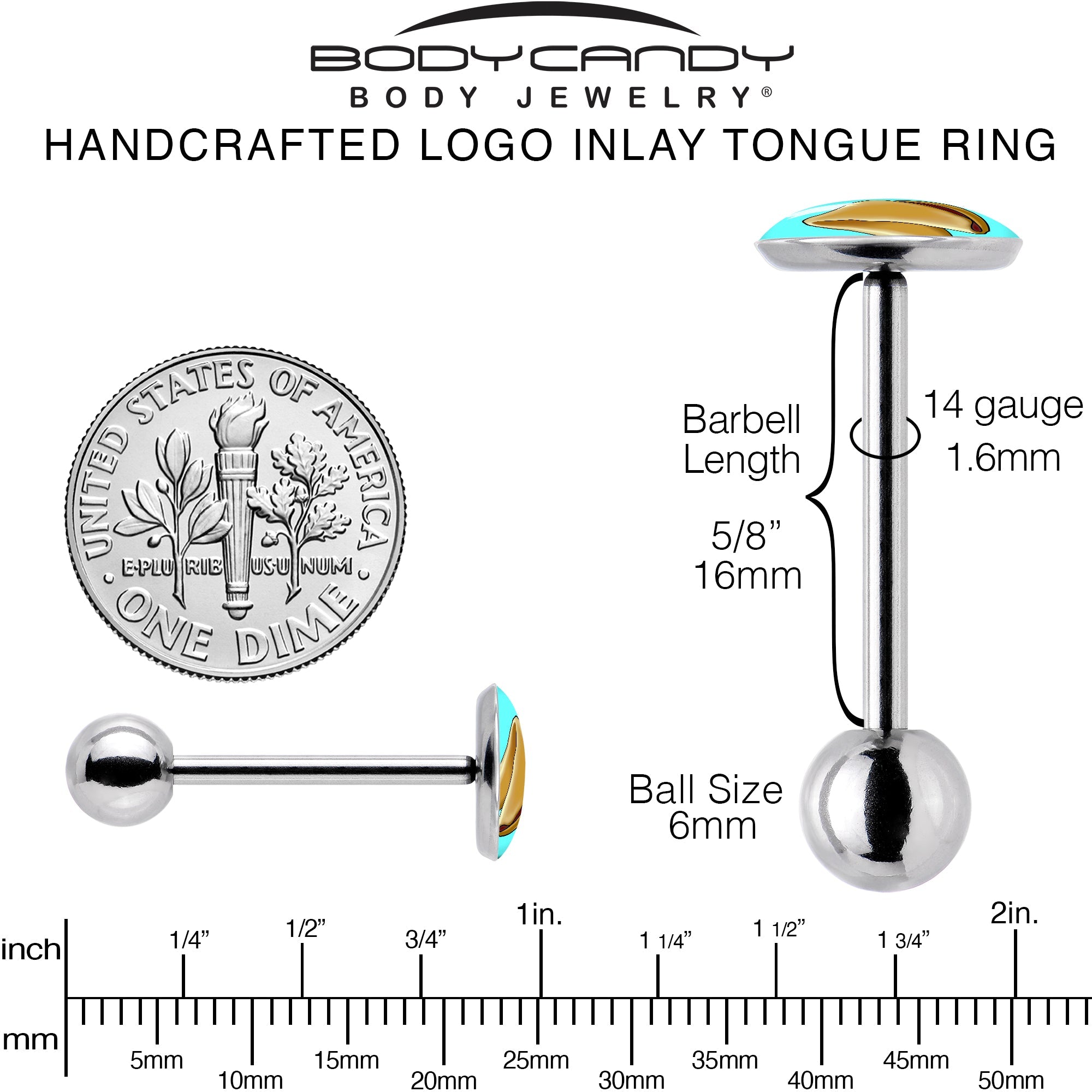 Fortune Cookie Barbell Tongue Ring by Onyx O