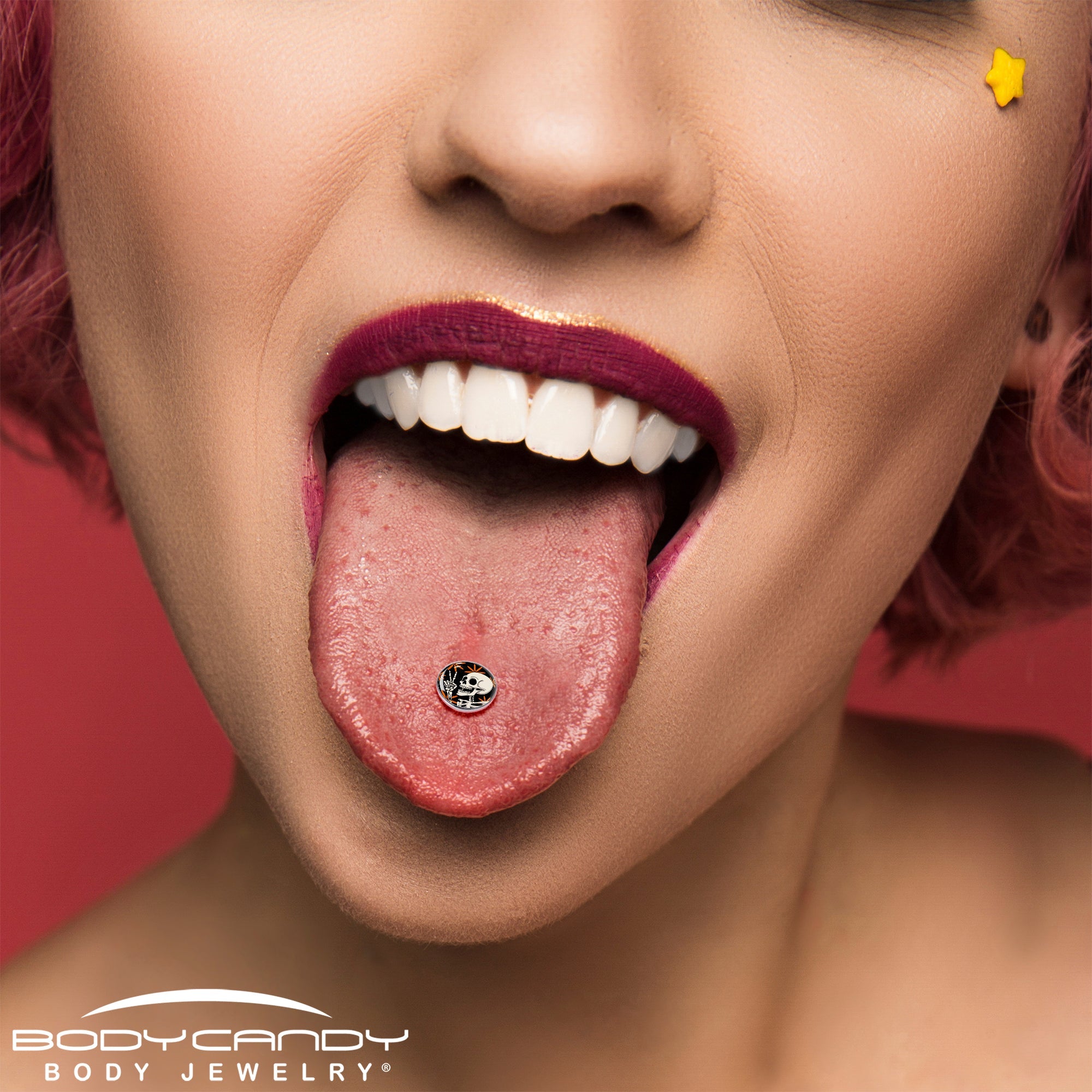 Peace Sign Skeleton Barbell Tongue Ring by Onyx O
