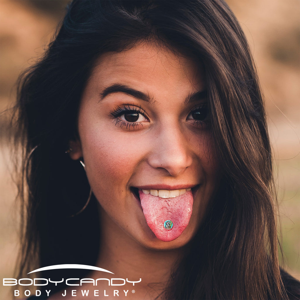 Cute Biting Baby Hippo Barbell Tongue Ring