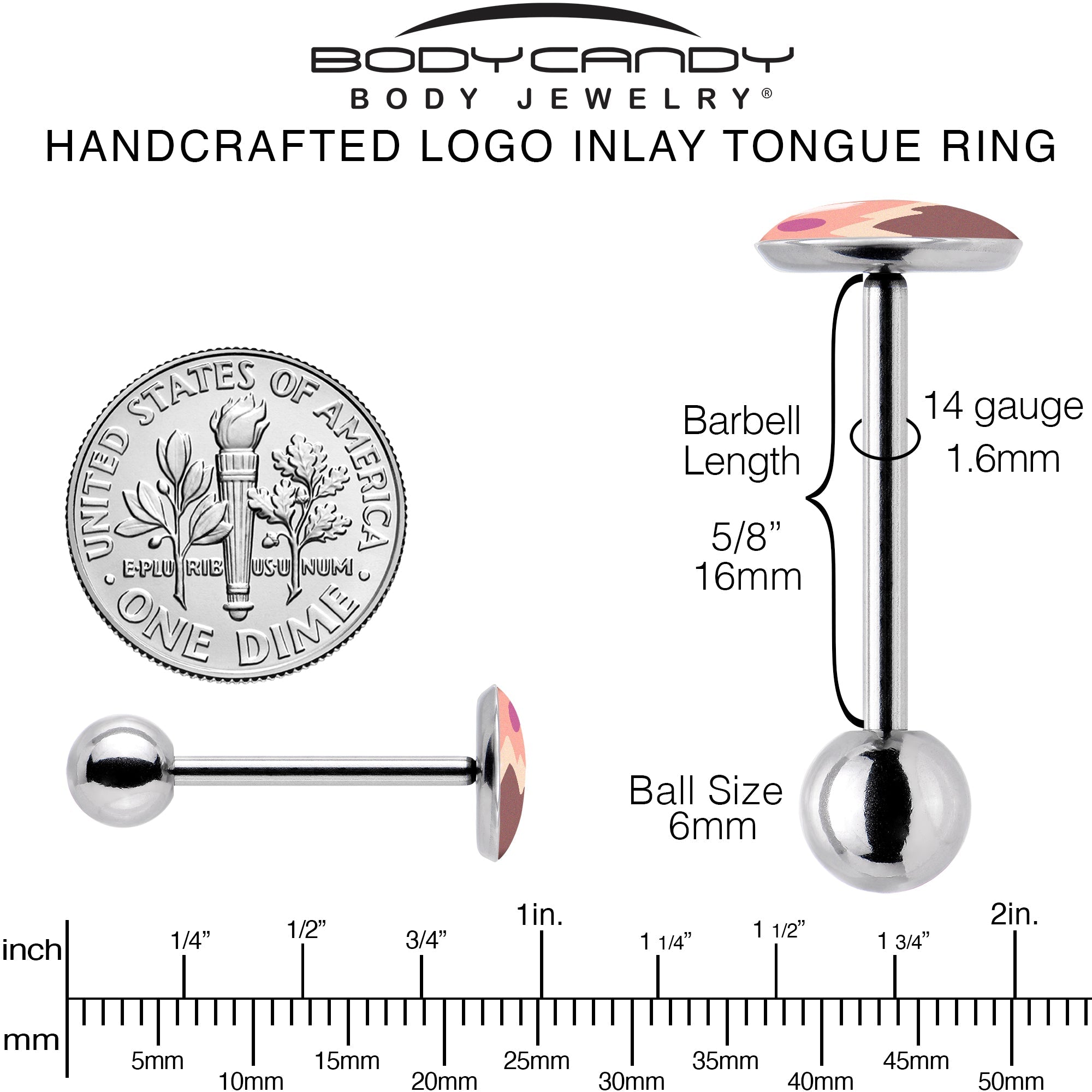 Mountain Sunrise Barbell Tongue Ring by Onyx O