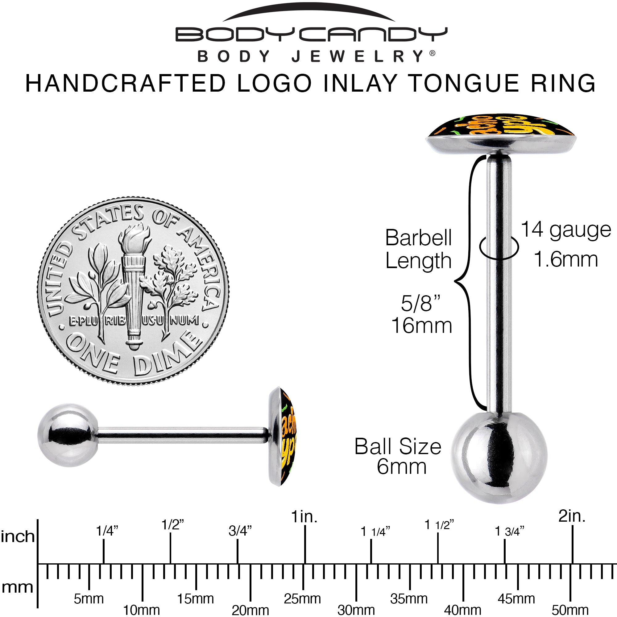 Nacho Type Barbell Tongue Ring by Onyx O