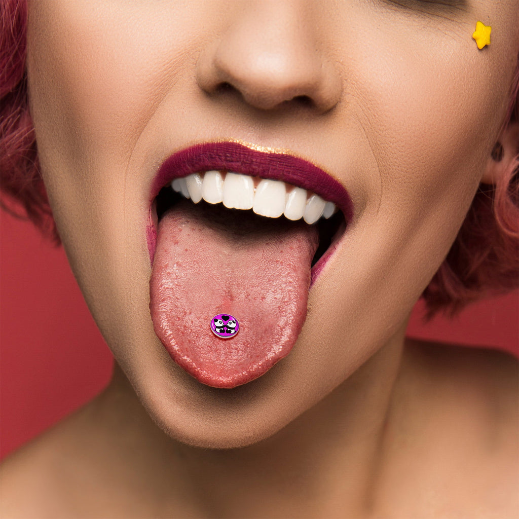 Panda Love Barbell Tongue Ring by Onyx O