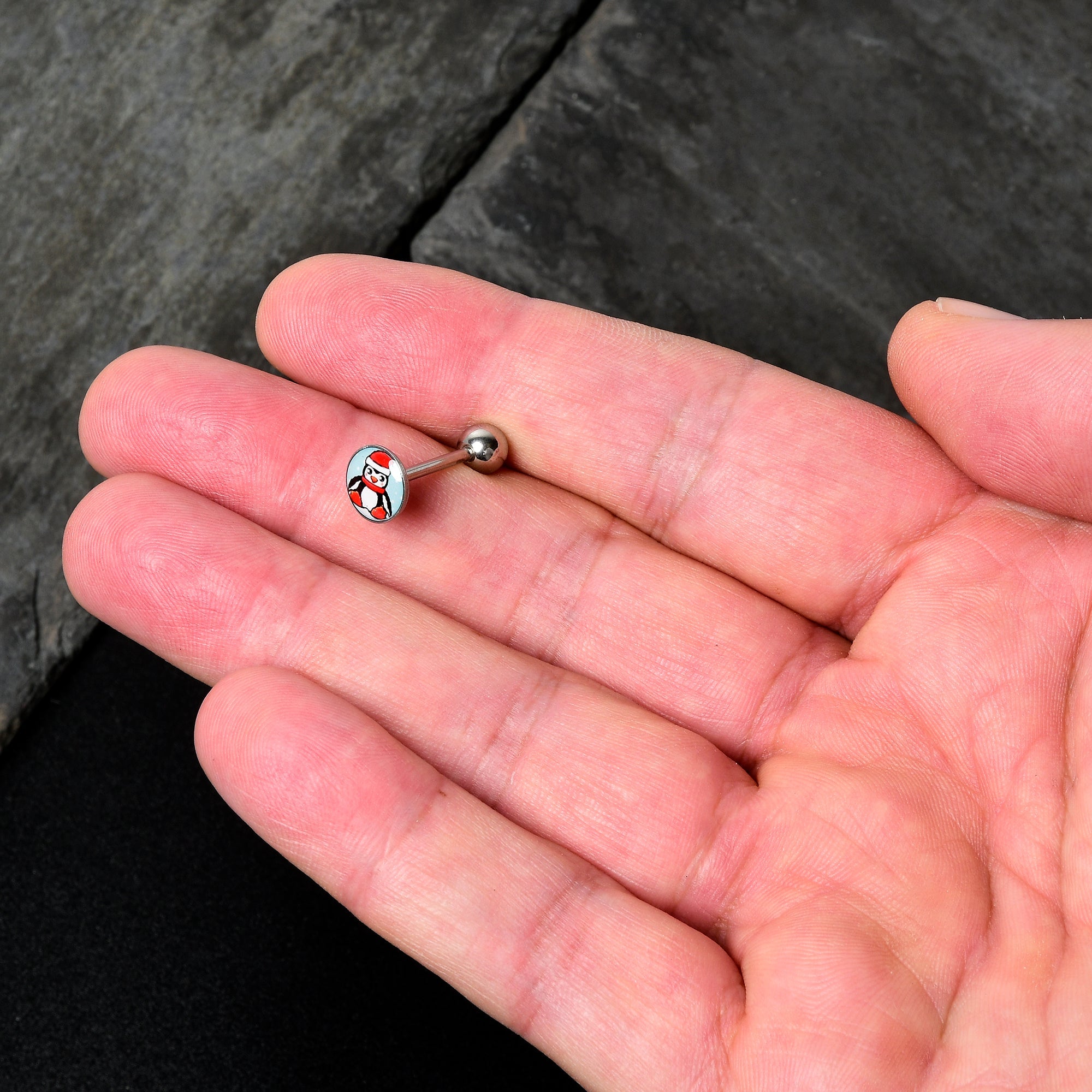 Snowfall Holiday Penguin Barbell Tongue Ring by Onyx O