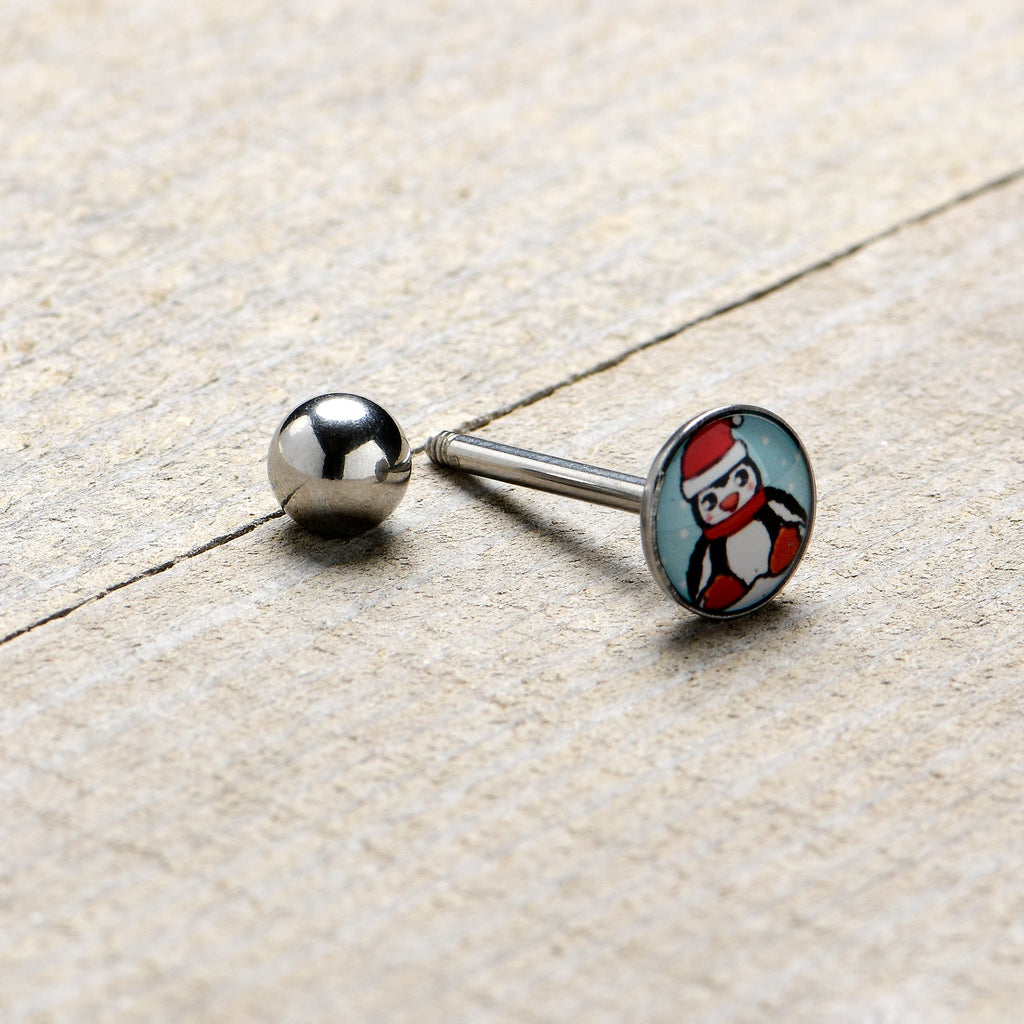 Snowfall Holiday Penguin Barbell Tongue Ring by Onyx O