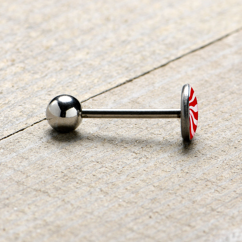 Holiday Peppermint Candy Barbell Tongue Ring