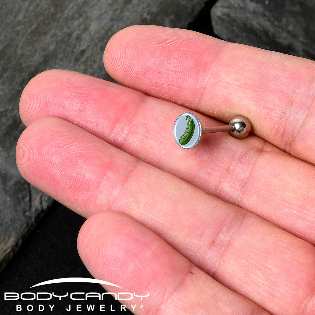 Green Pickle Barbell Tongue Ring by Onyx O