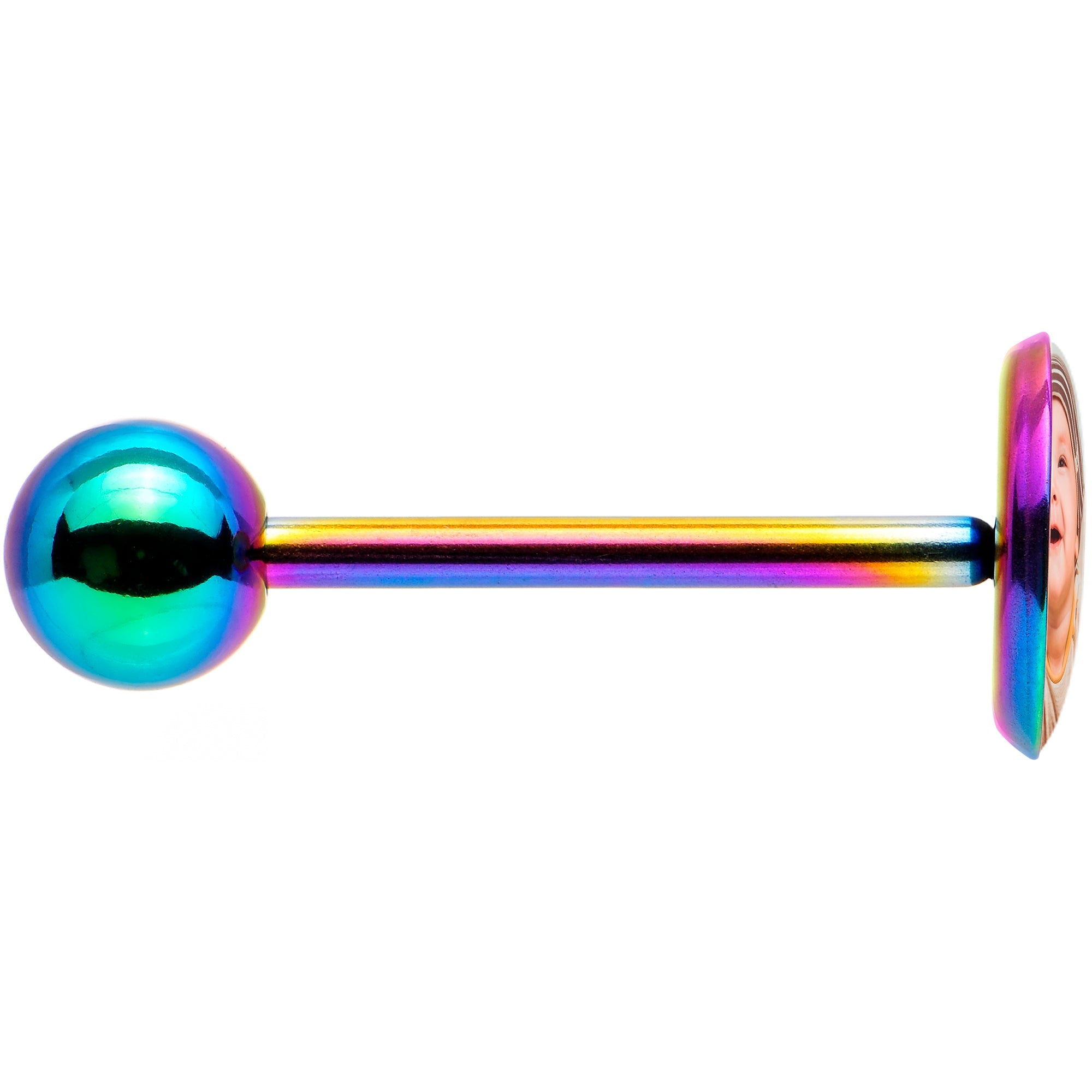 Custom Photo Rainbow Anodized Barbell Tongue Ring