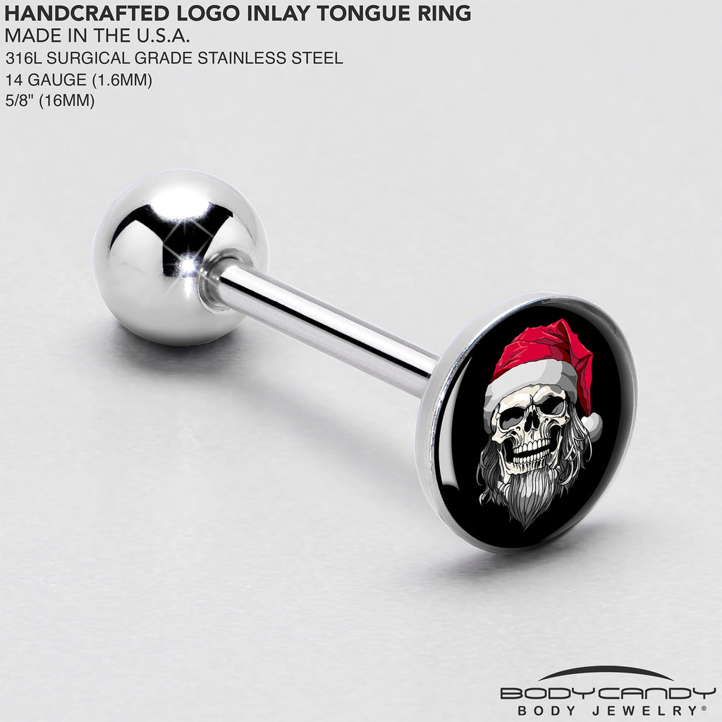 Holiday Skeleton Santa Claus Barbell Tongue Ring by Onyx O