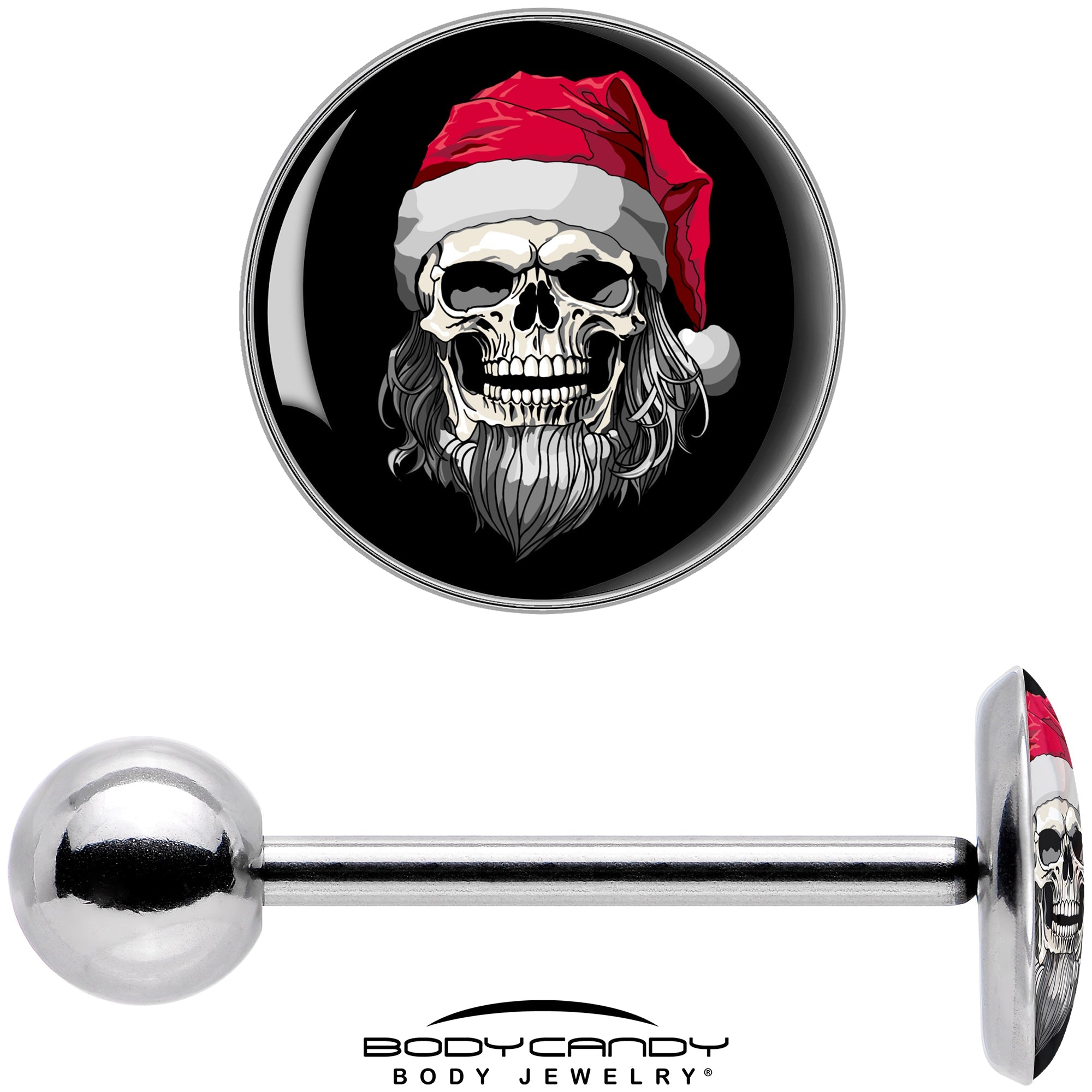 Holiday Skeleton Santa Claus Barbell Tongue Ring by Onyx O