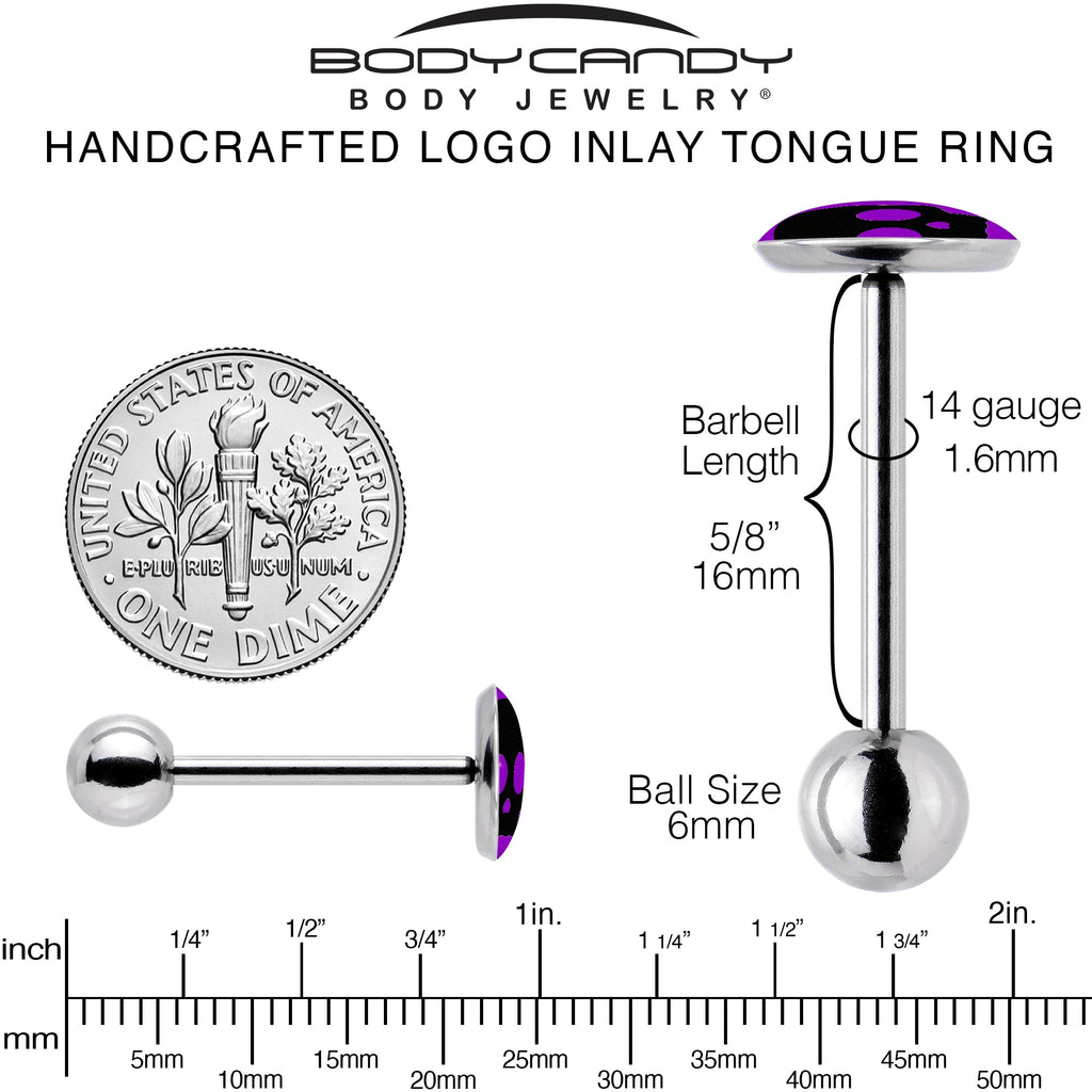 Purple Black Simple Skull Barbell Tongue Ring by Onyx O