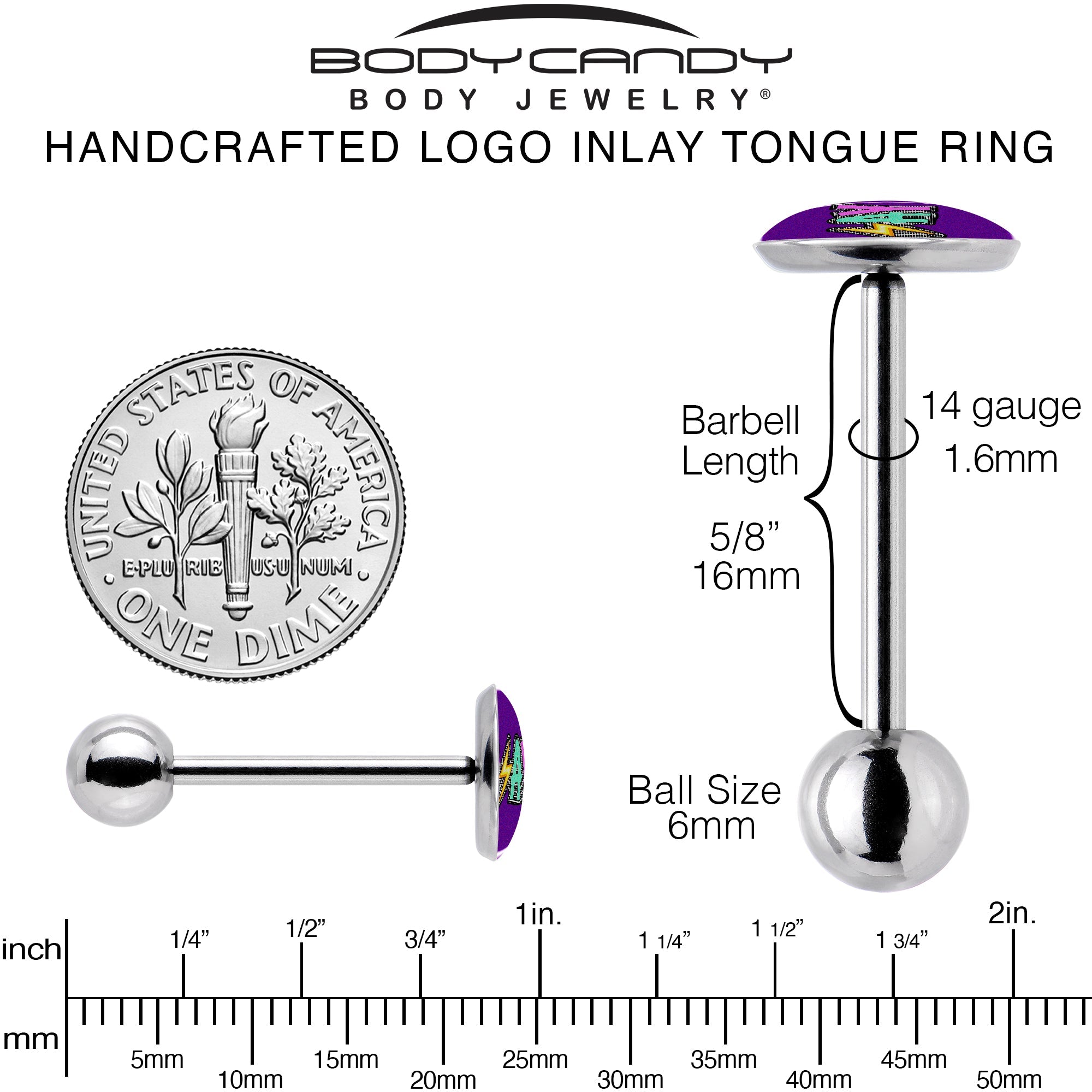 Colorful Lighting SLAY Barbell Tongue Ring by Onyx O