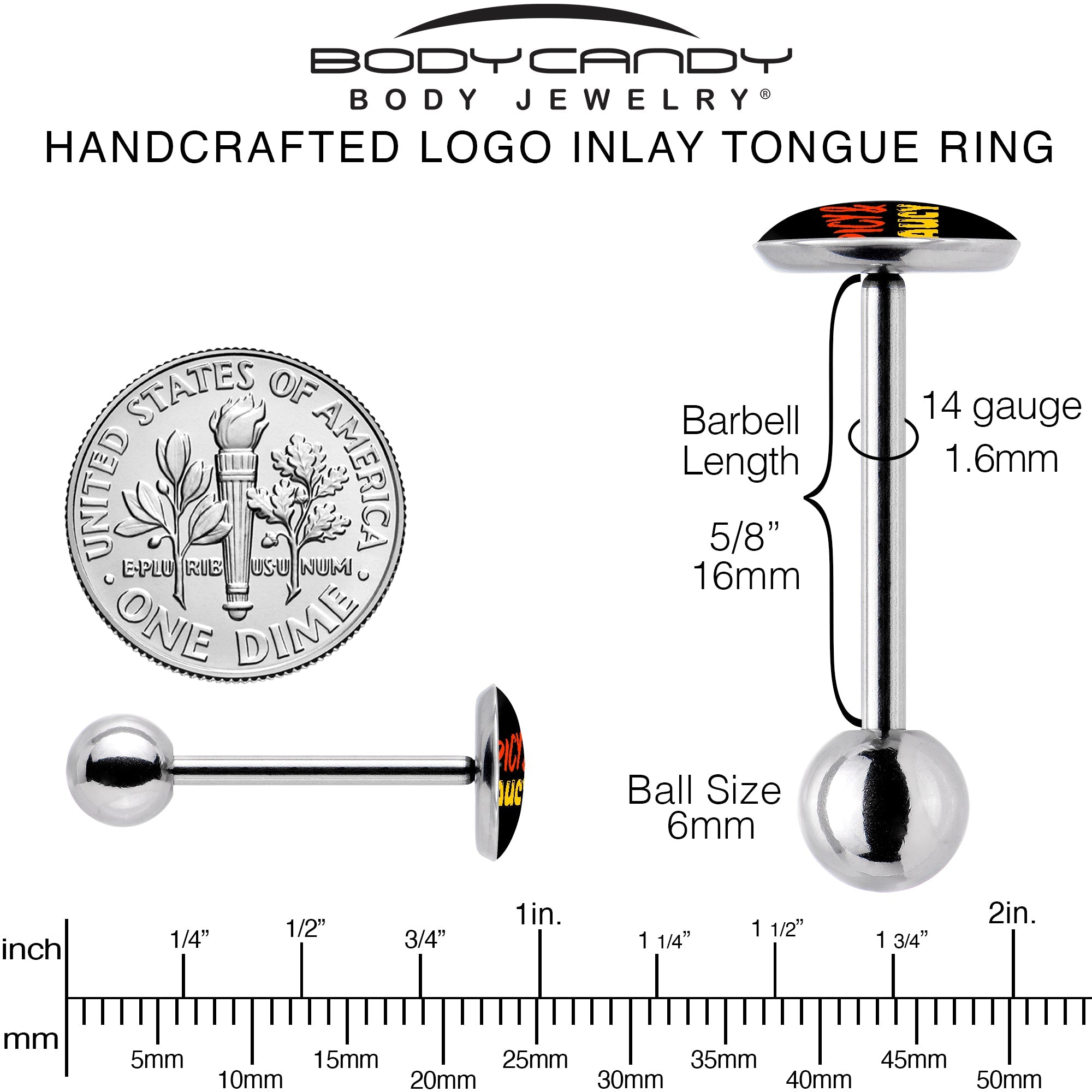 Spicy and Saucy Barbell Tongue Ring by Onyx O