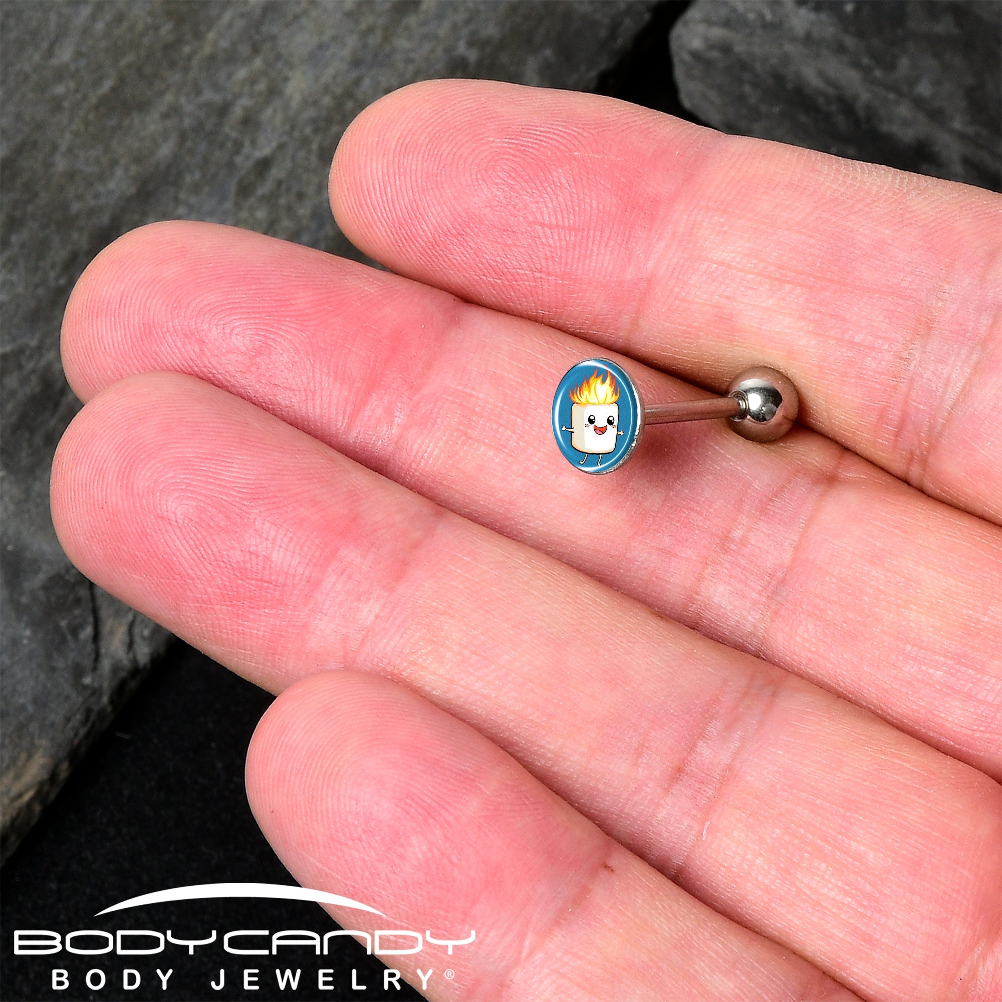 Burning Marshmallow Barbell Tongue Ring by Onyx O