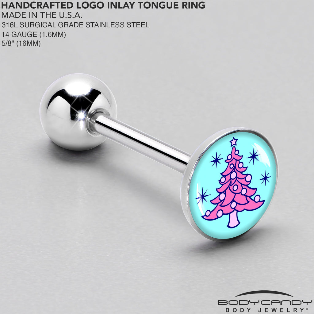 Pastel Christmas Tree Barbell Tongue Ring by Onyx O