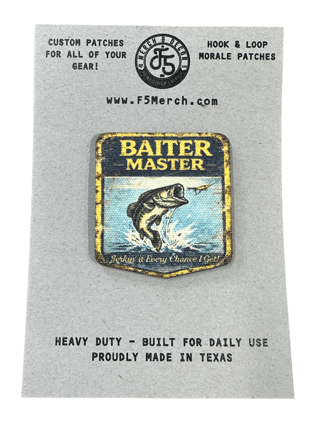 Vintage Master Baiter UV Printed Premium Canvas Patches  Funny Fishing Hat Patch