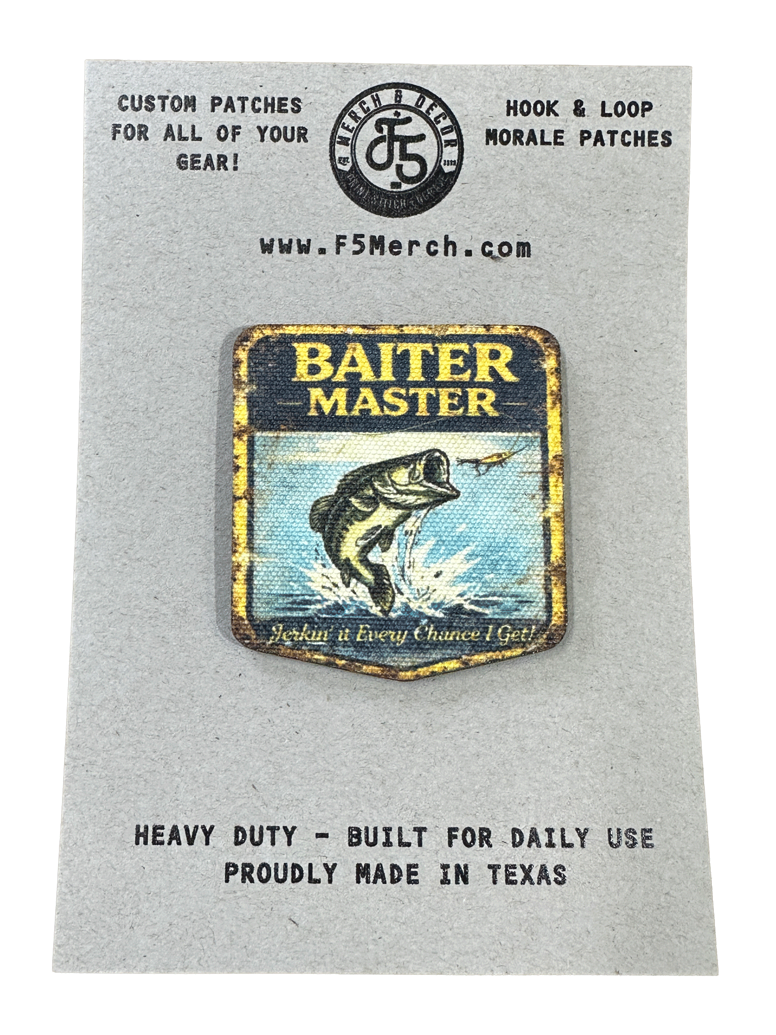 Vintage Master Baiter UV Printed Premium Canvas Patches  Funny Fishing Hat Patch