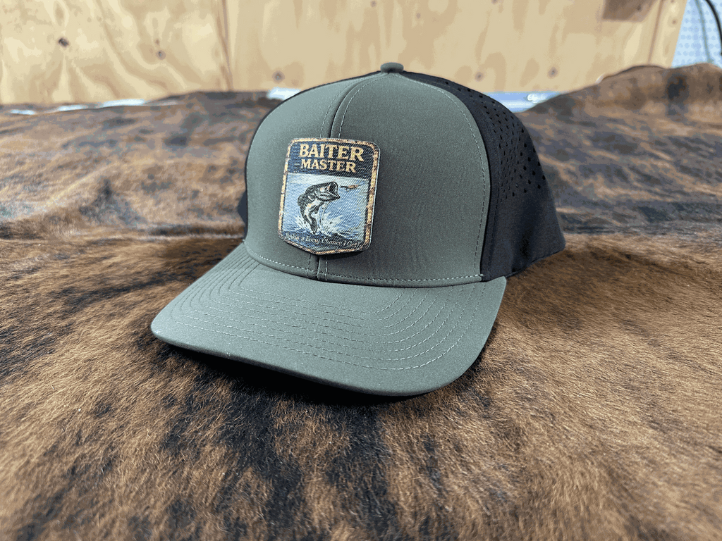 Vintage Master Baiter UV Printed Premium Canvas Patches  Funny Fishing Hat Patch
