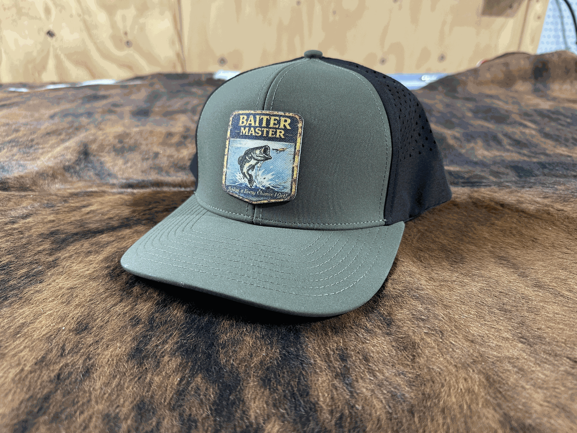 Vintage Master Baiter UV Printed Premium Canvas Patches  Funny Fishing Hat Patch