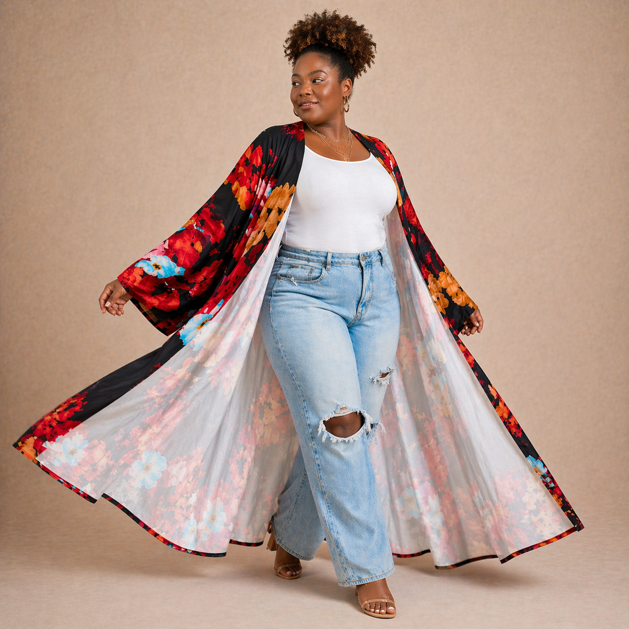 Fire & Ice Floral Kimono