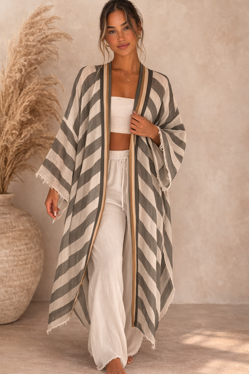 Timeless Chic Striped Kimono