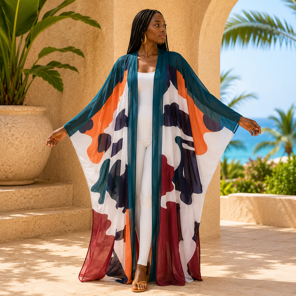 Painted Breeze Sheer Cover Up Kimono