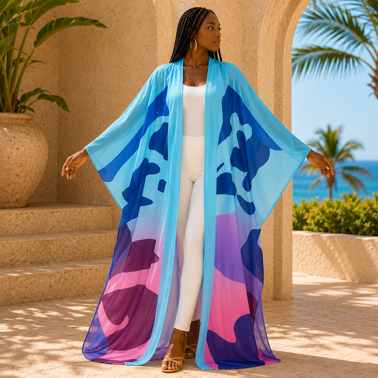 Painted Breeze Sheer Cover Up Kimono