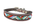 Epic Padded Leather Dog Collar with Beaded Design D