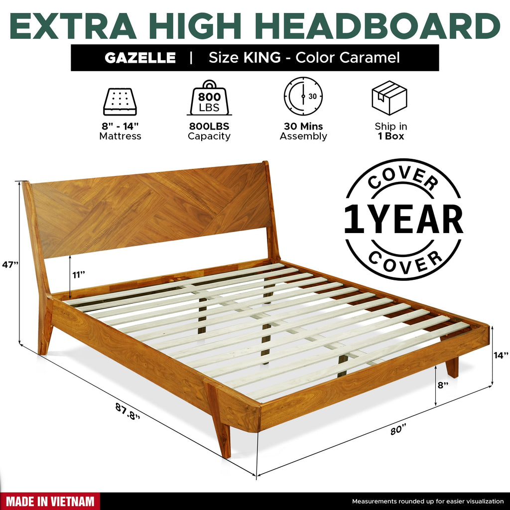 Gazelle Platform Bed Frame With Headboard