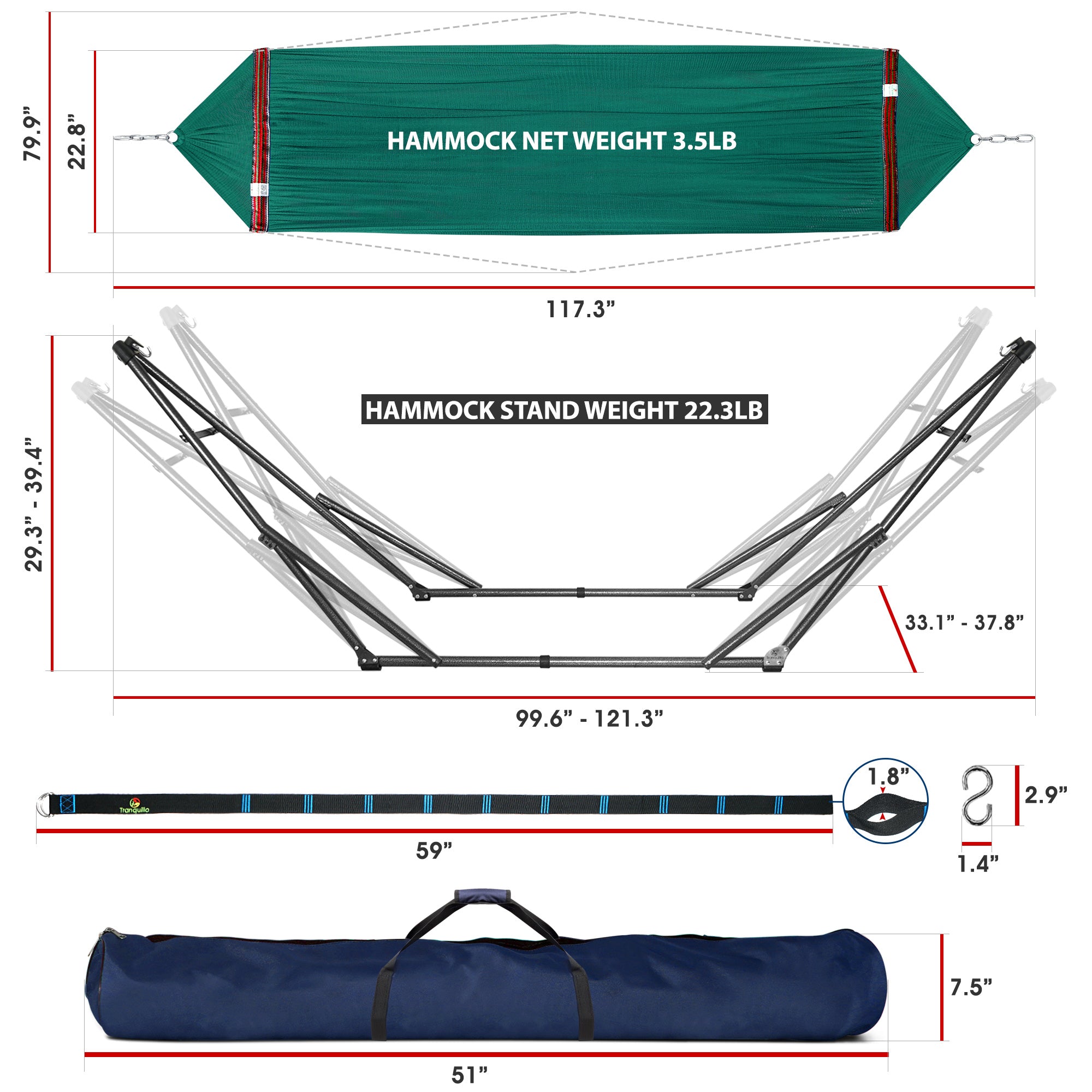 Tranquillo Comfort Set Original Hammock Stand for Ultimate Relaxation