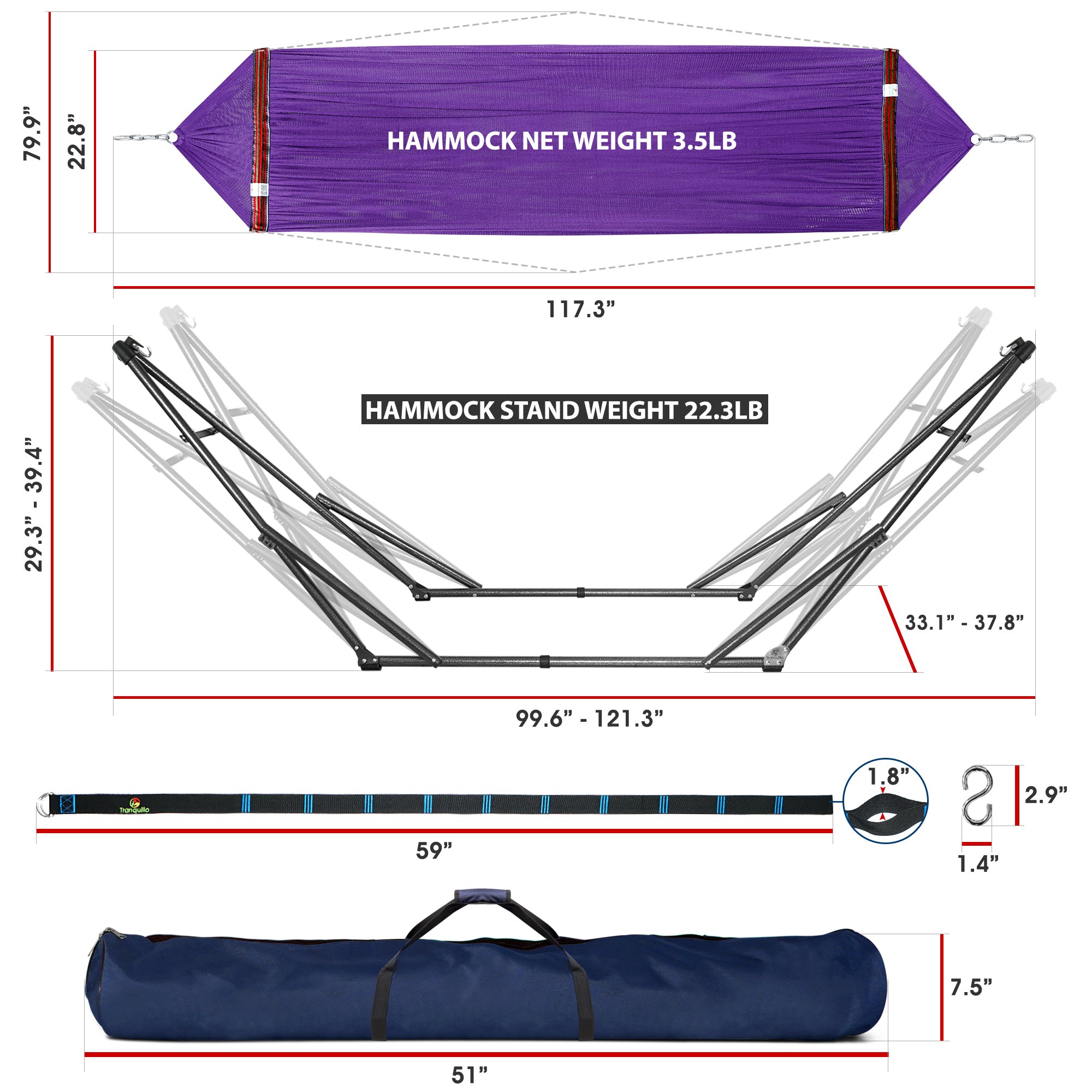 Tranquillo Comfort Set Original Hammock Stand for Ultimate Relaxation