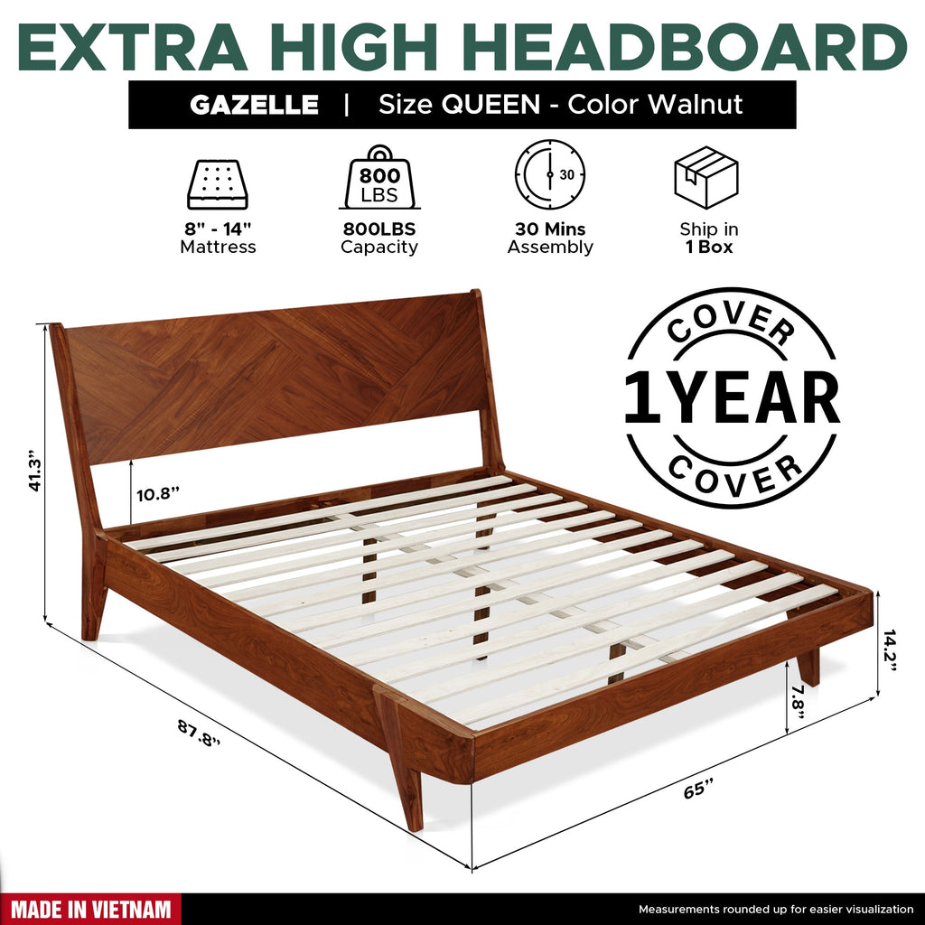 Gazelle Platform Bed Frame With Headboard