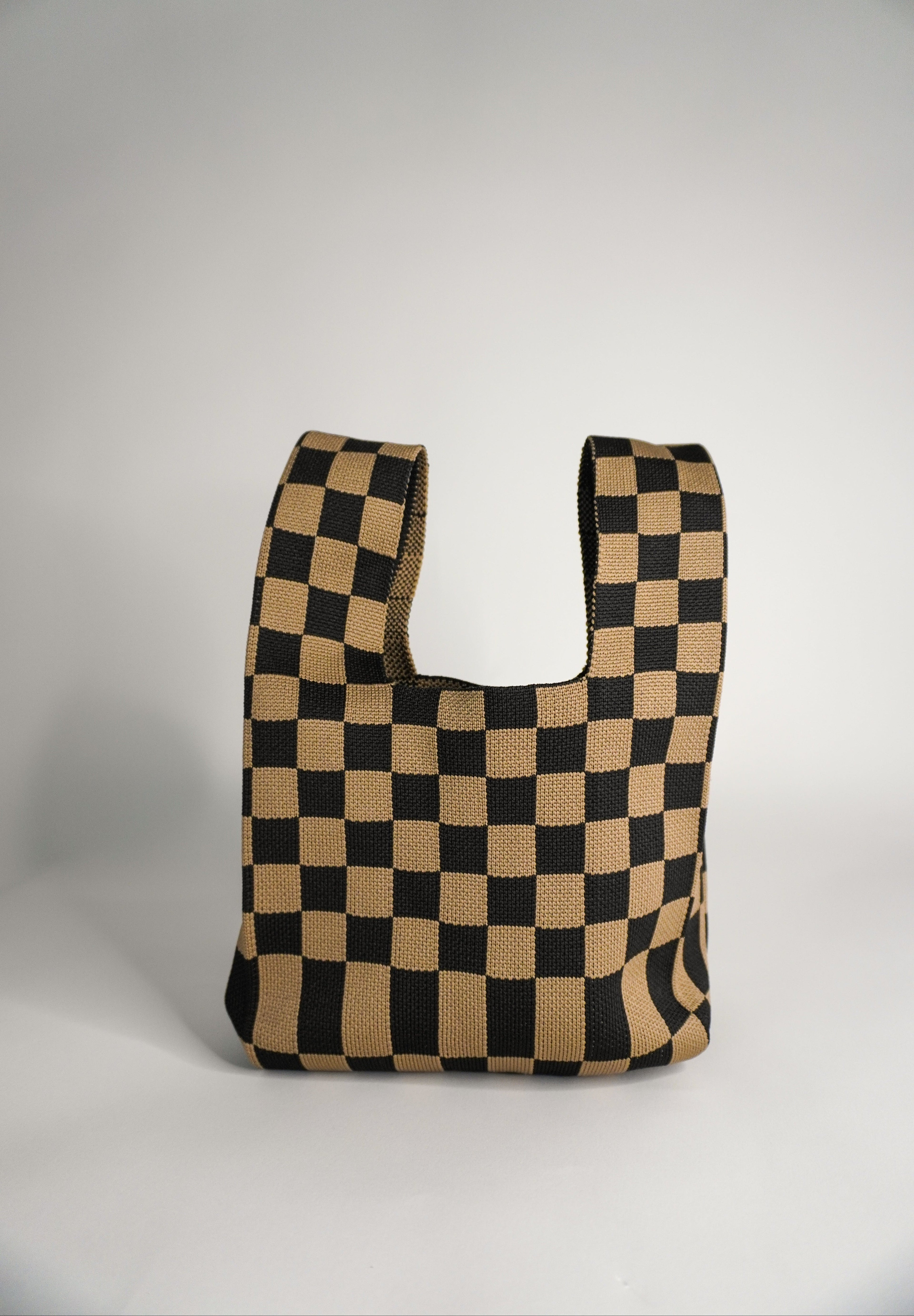 Classic Checkered Brown Handbag