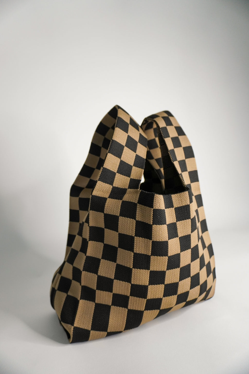 Classic Checkered Brown Handbag