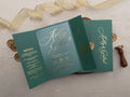 Luxury Emerald Green & Gold Acrylic Wedding Invitation with Wax Seal